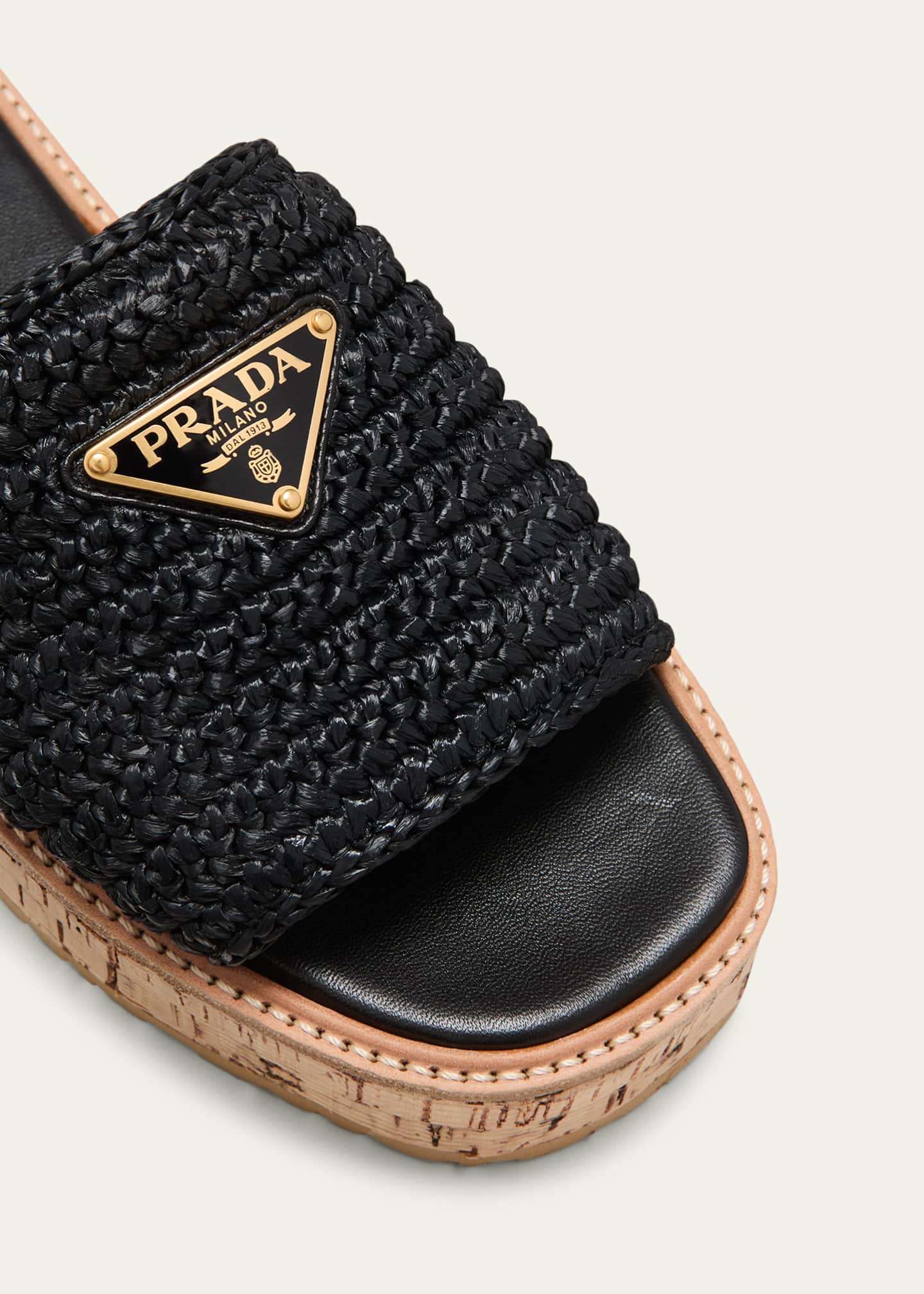 Prada raffia slides shop
