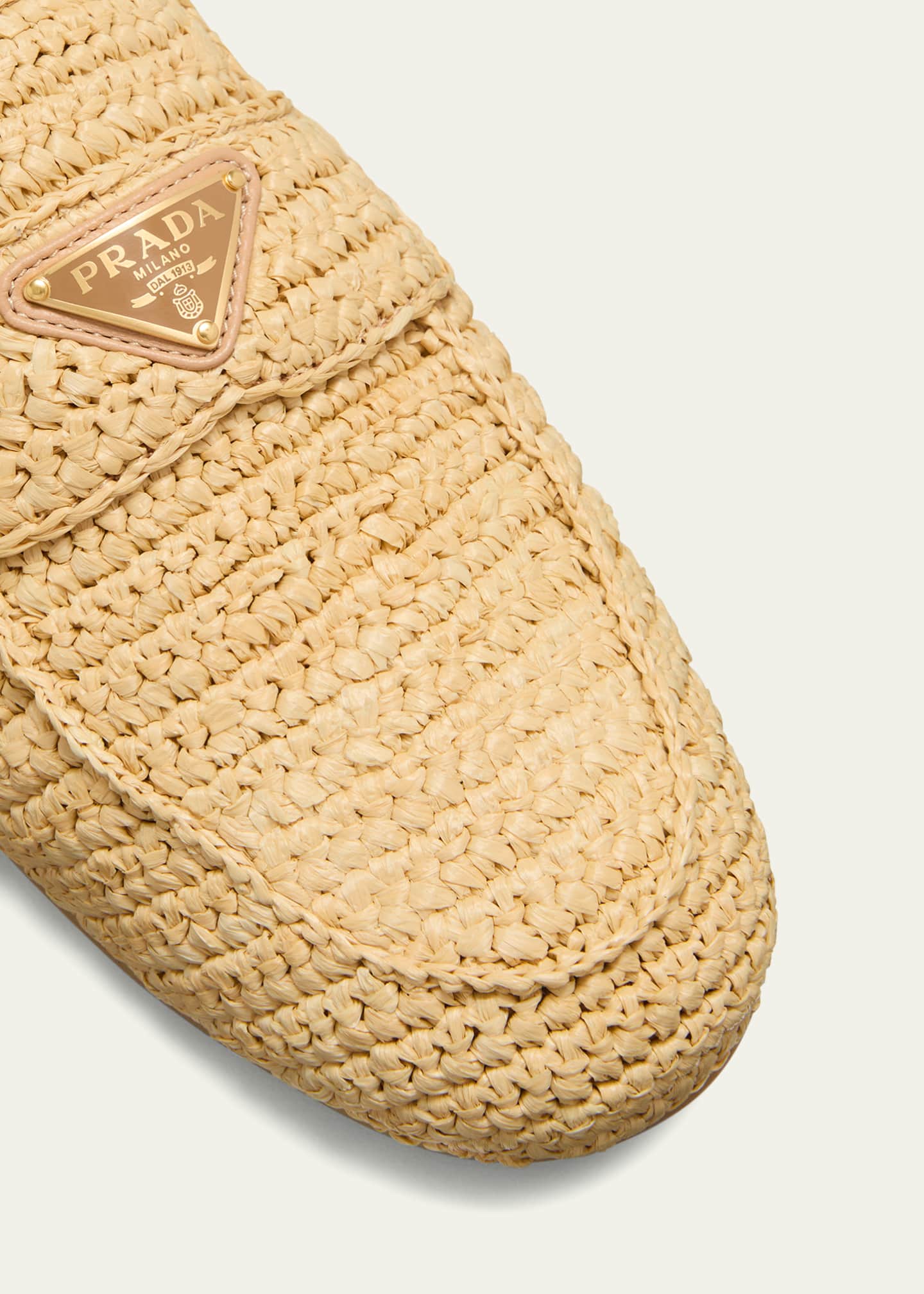 Prada Raffia Slip-On Loafers Image 3 of 3