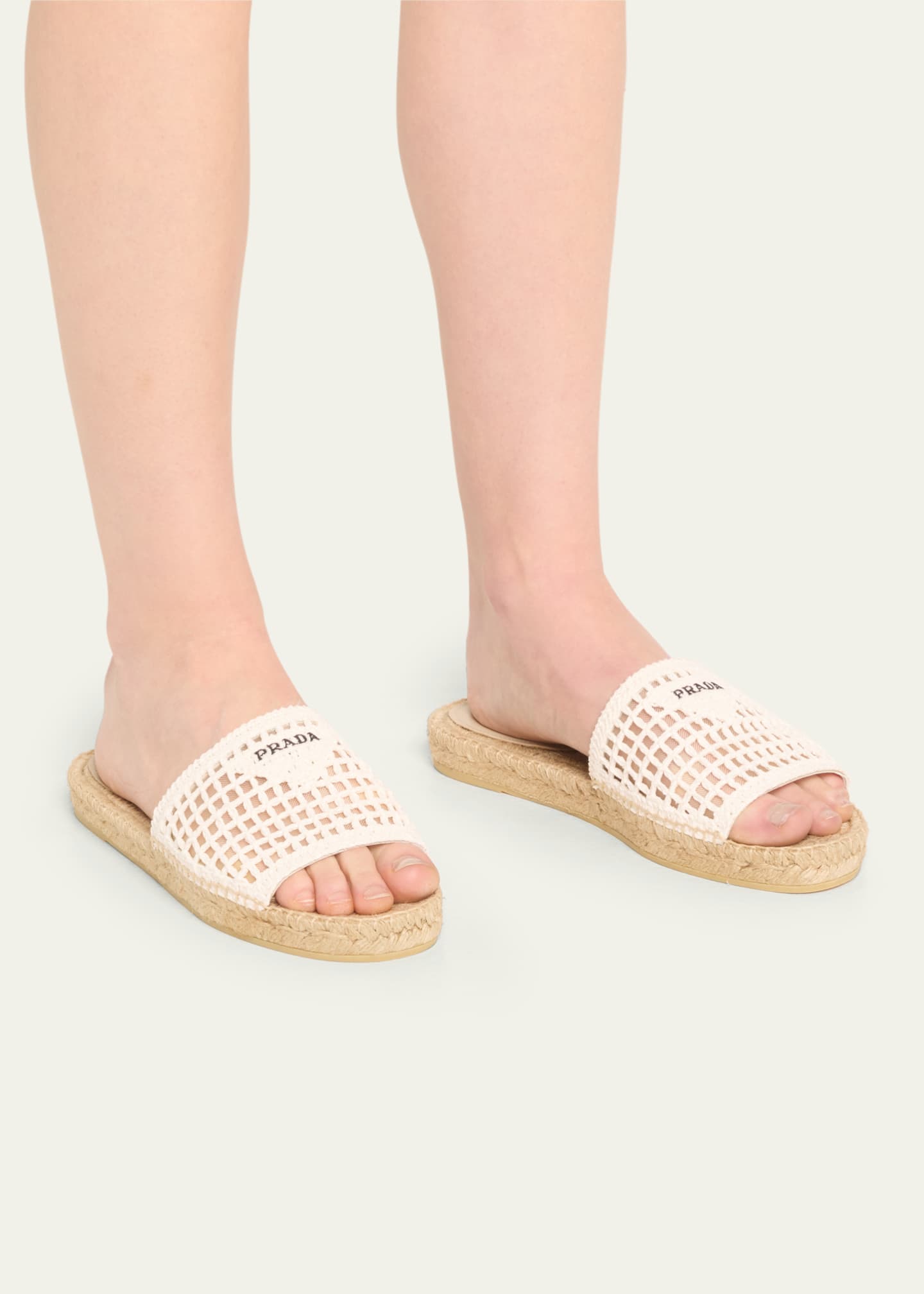 Woven flat sandals 2025 prada