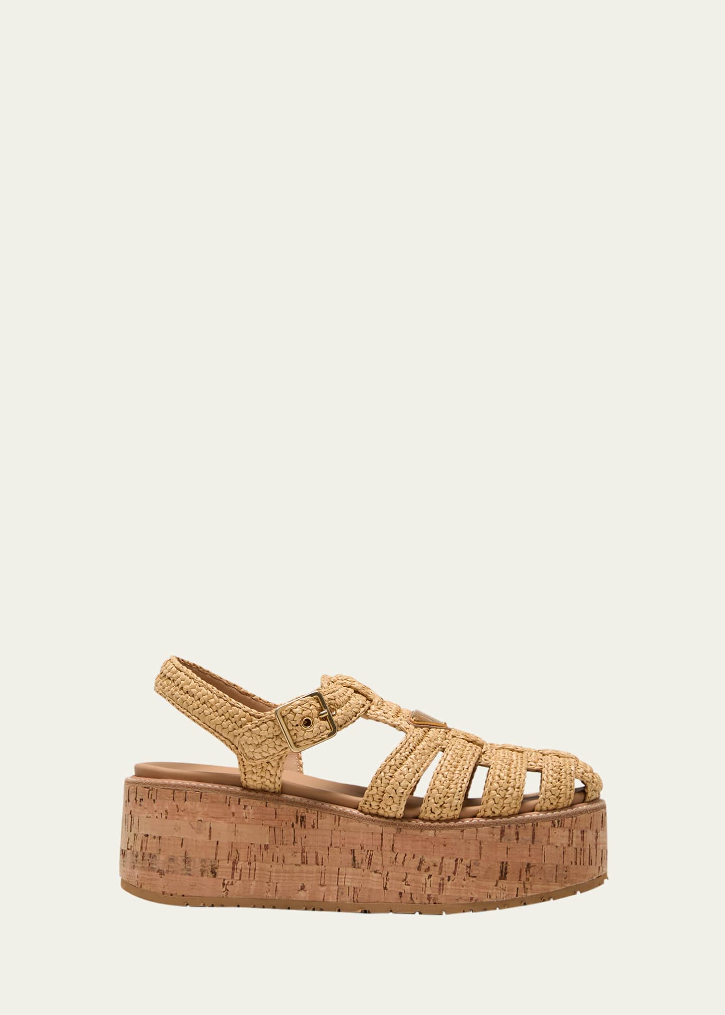 Prada Raffia Cork Platform Fisherman Sandals Bergdorf Goodman