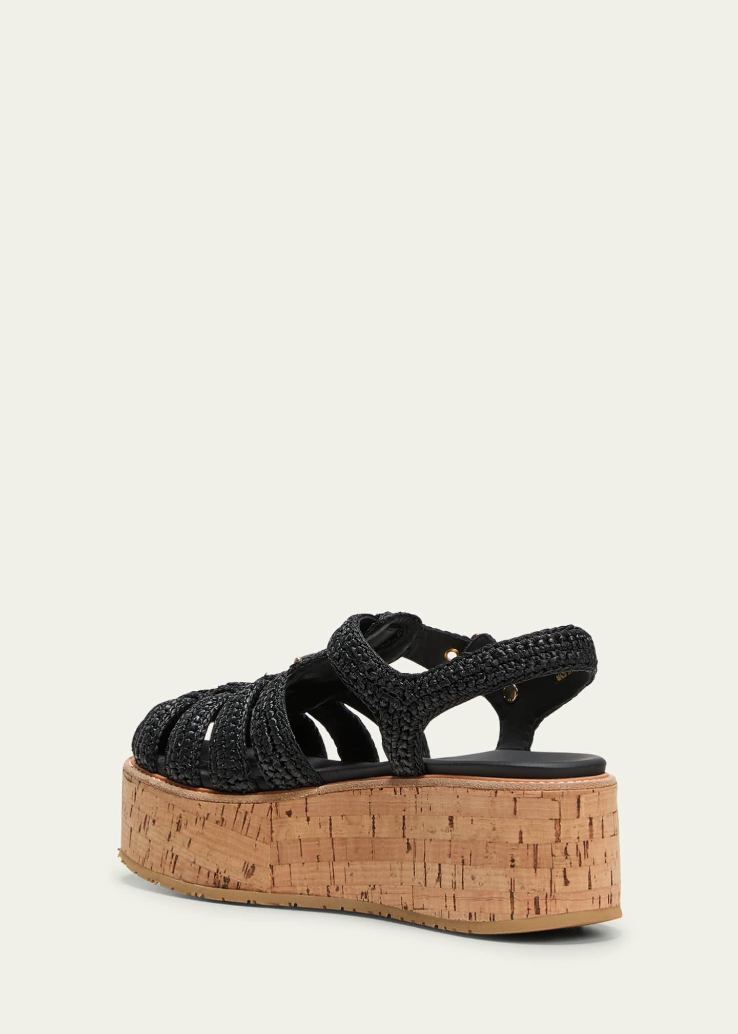Prada Raffia Cork Platform Fisherman Sandals Image 4 of 5
