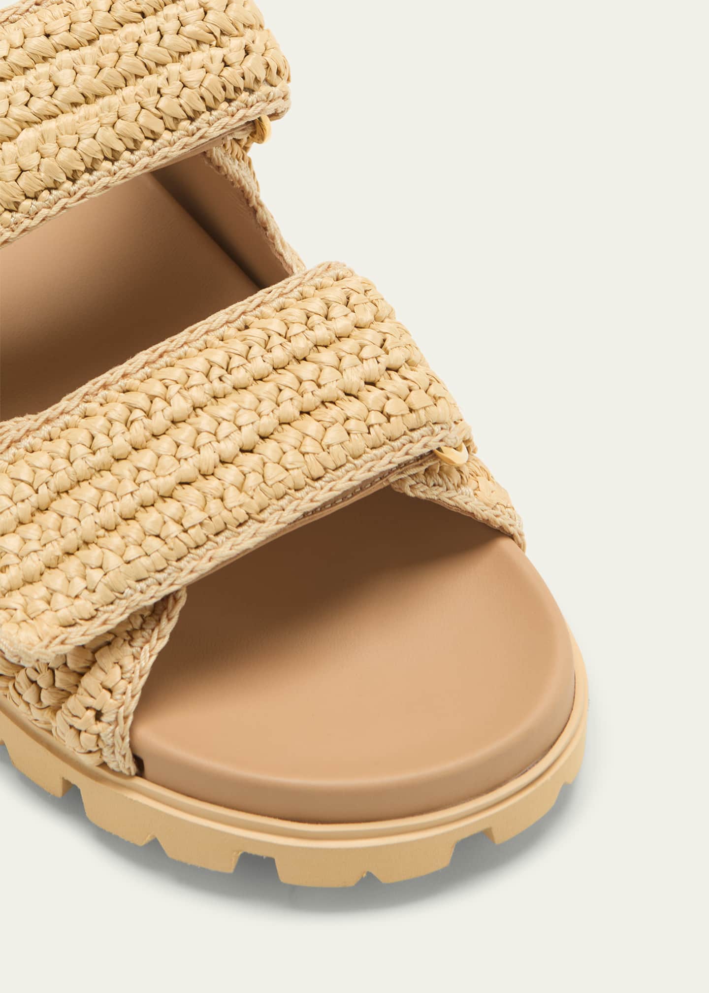 Prada Fussbett Raffia Dual Buckle Slide Sandals