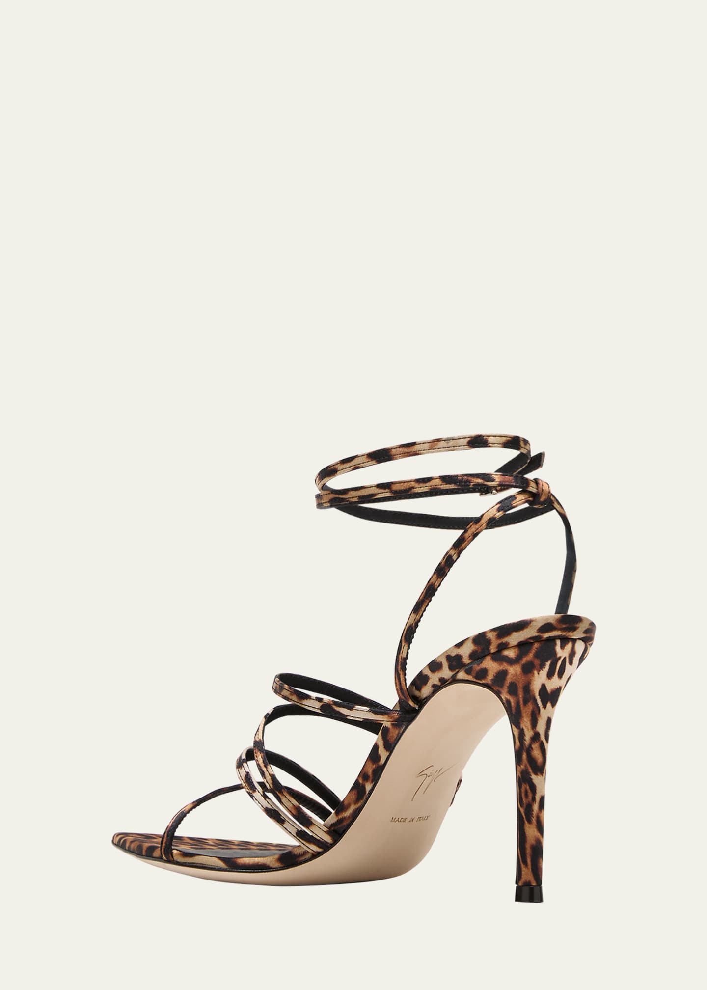 Giuseppe Zanotti Silk Leopard Ankle-Strap Sandals