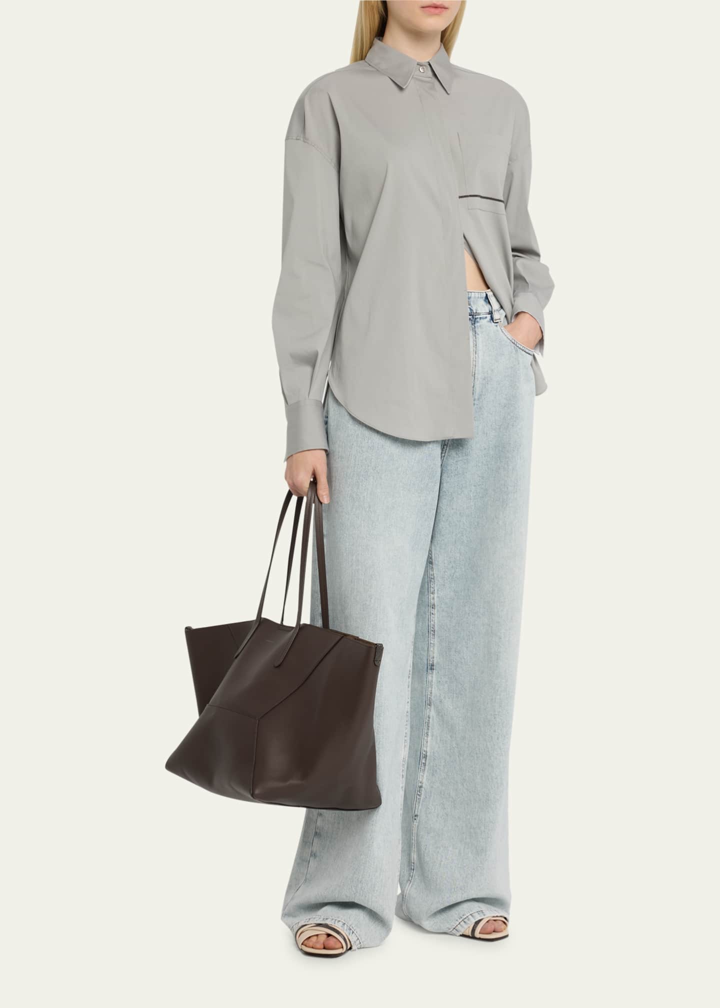 Brunello Cucinelli BC Duo Geometric Monili Leather Tote Bag