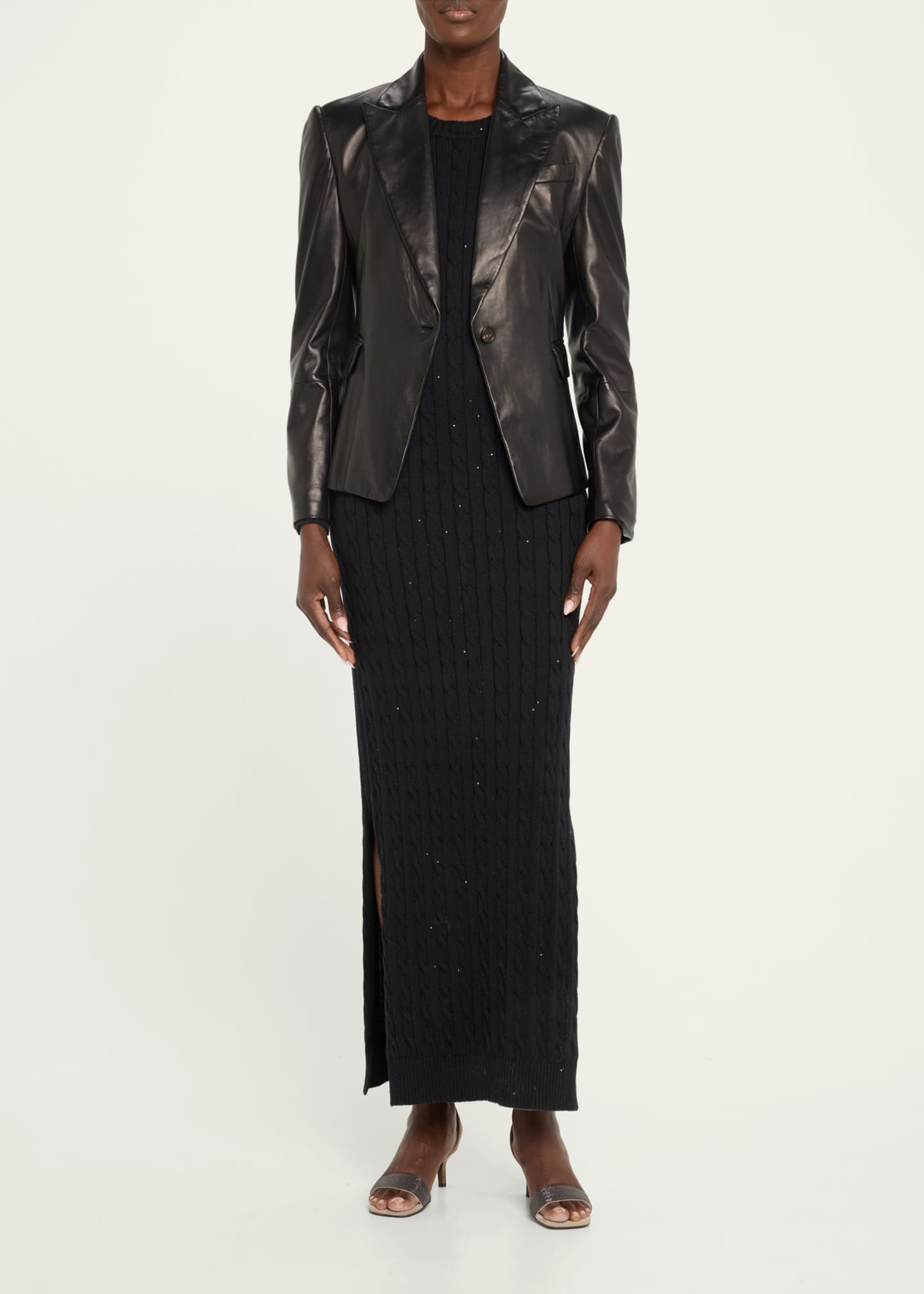 Brunello Cucinelli Nappa Leather Short Blazer Jacket Image 2 of 5