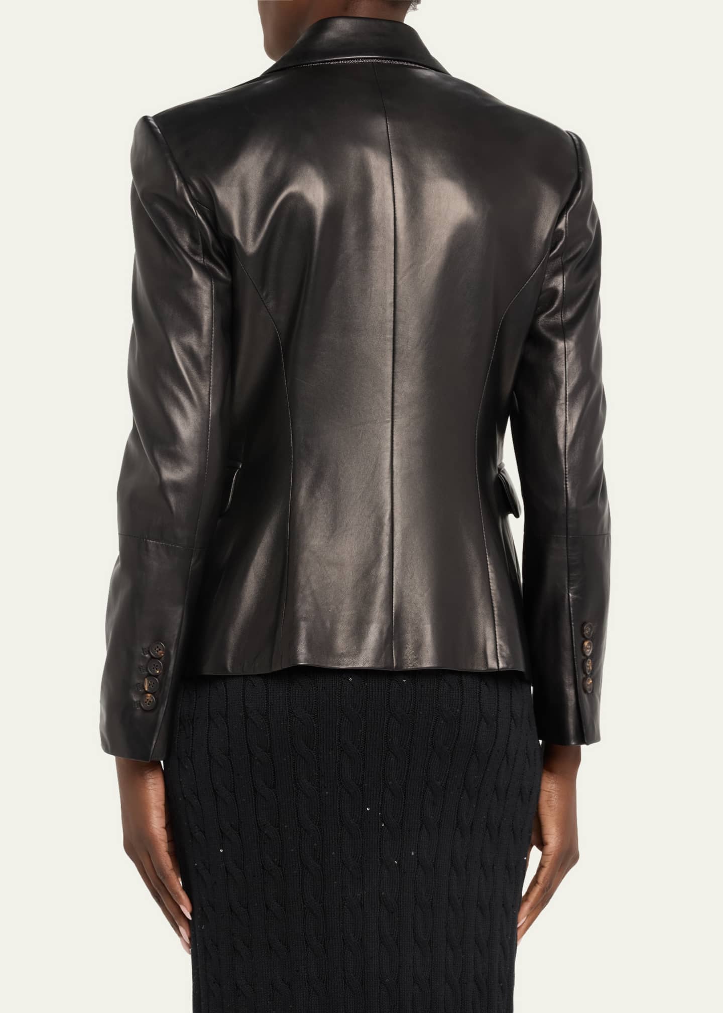 Brunello Cucinelli Nappa Leather Short Blazer Jacket Image 3 of 5