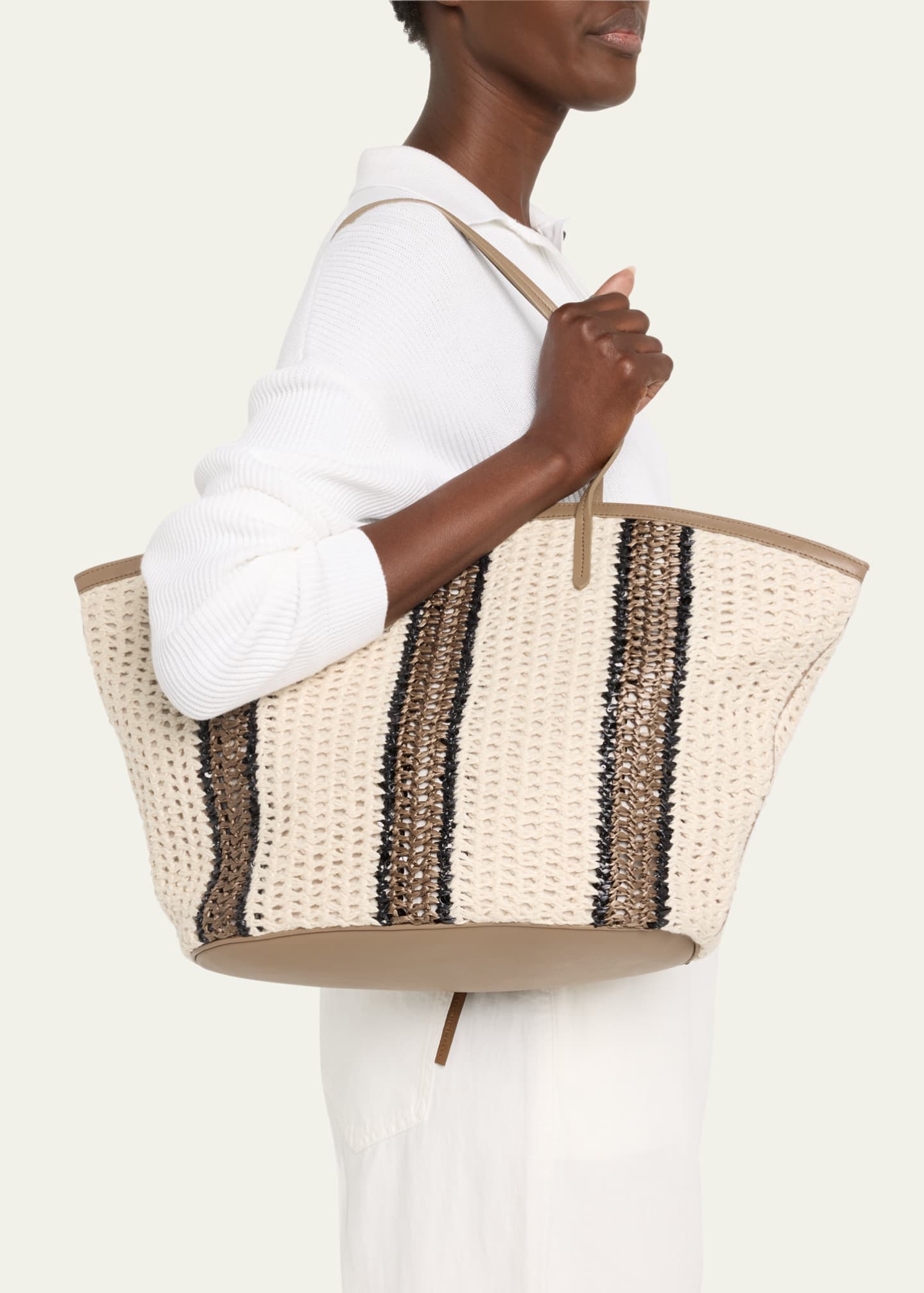 Brunello Cucinelli Striped Crochet Tote Bag Bergdorf Goodman