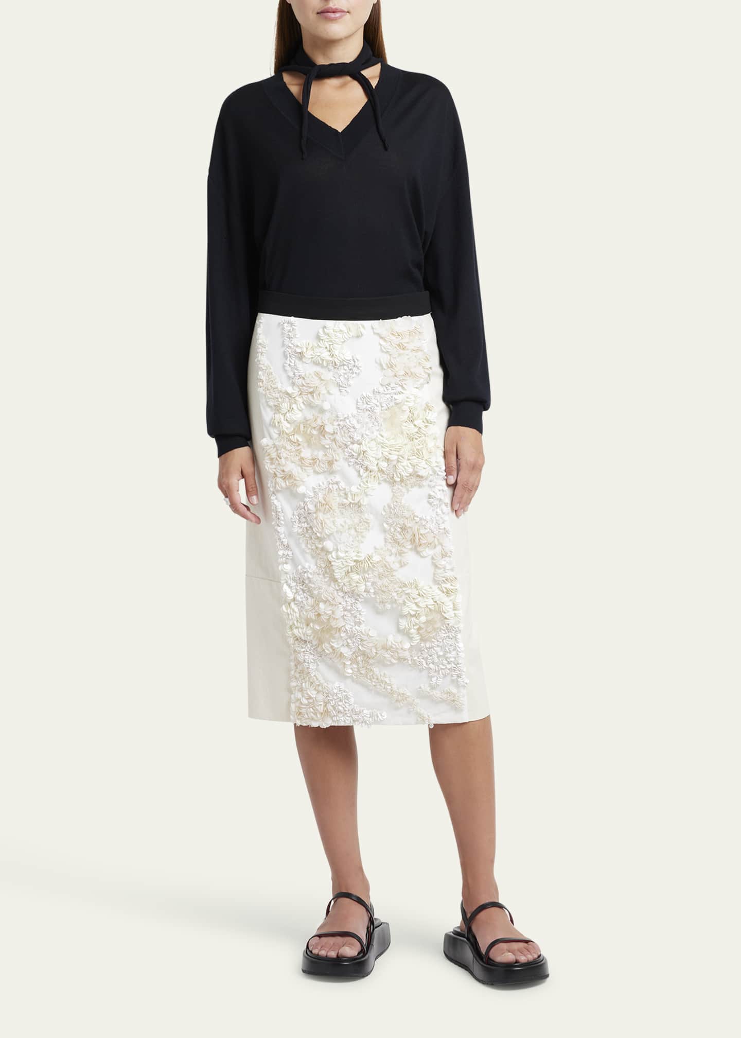 Embellished midi pencil skirt top