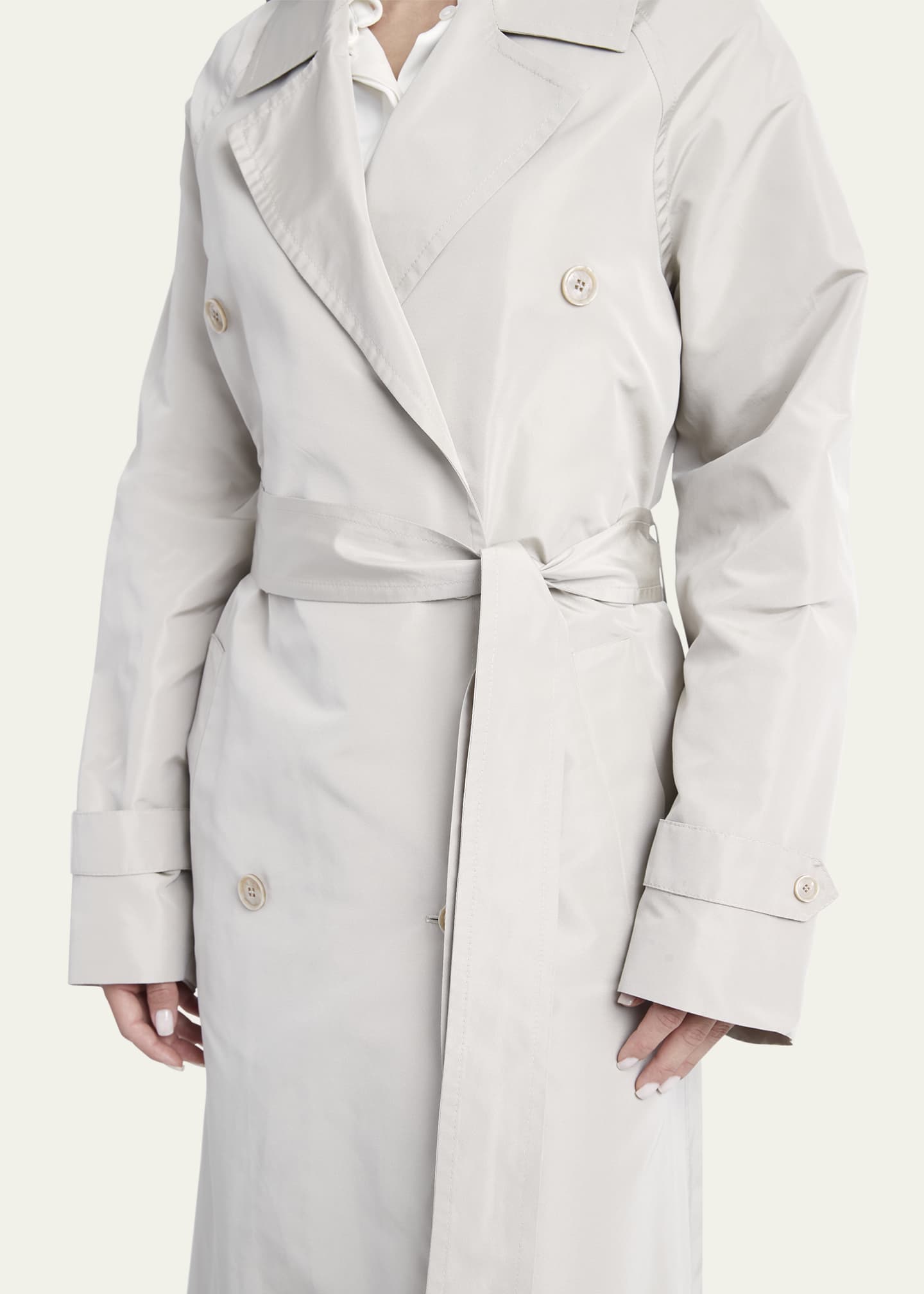 White silk trench coat sale