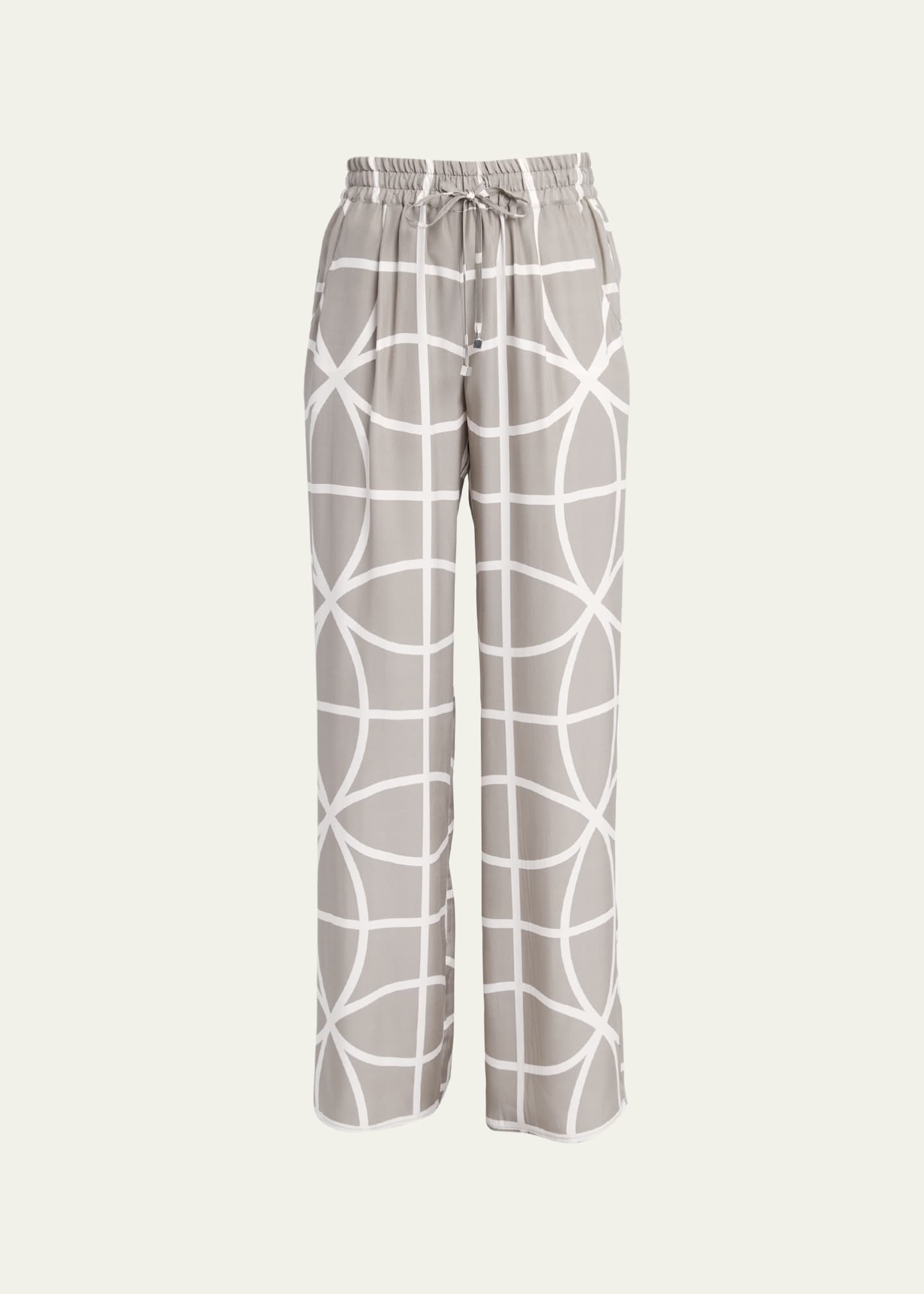 Kiton Printed Wide Leg Drawstring Silk Trousers Bergdorf Goodman
