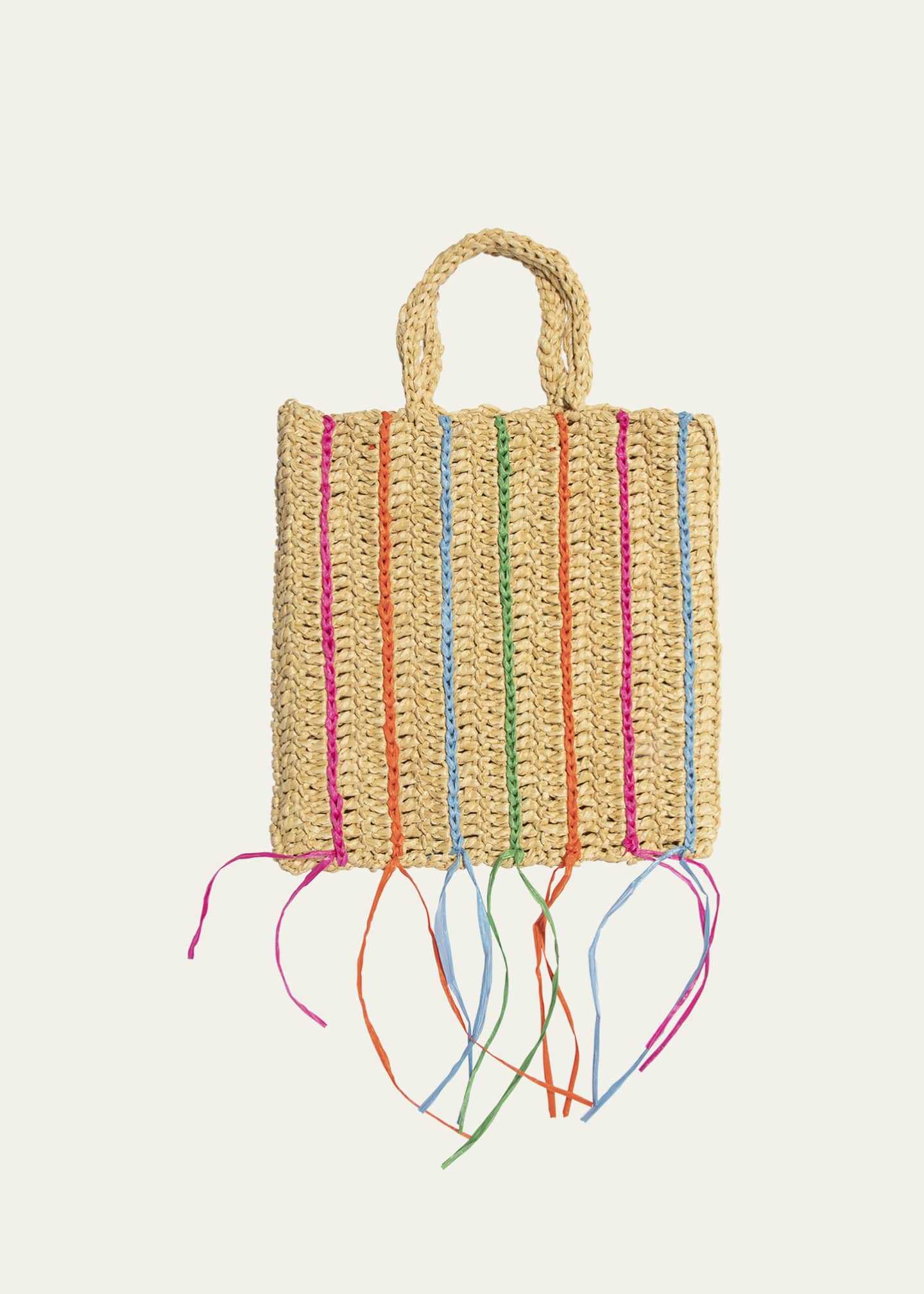 Maria La Rosa Margherita Striped Fringe Tote Bag