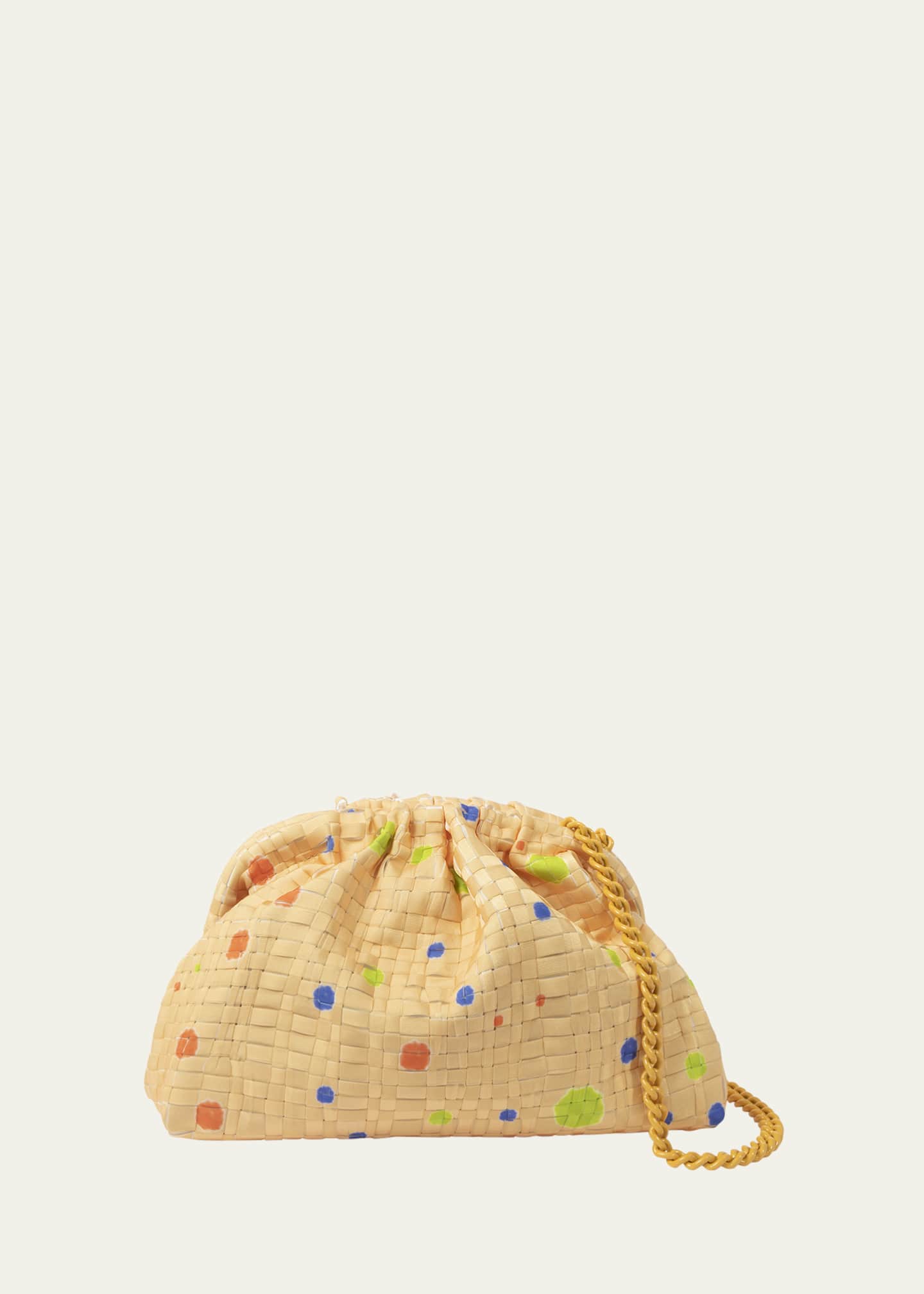 Maria La Rosa Multicolor Polka Dot Woven Clutch Bag