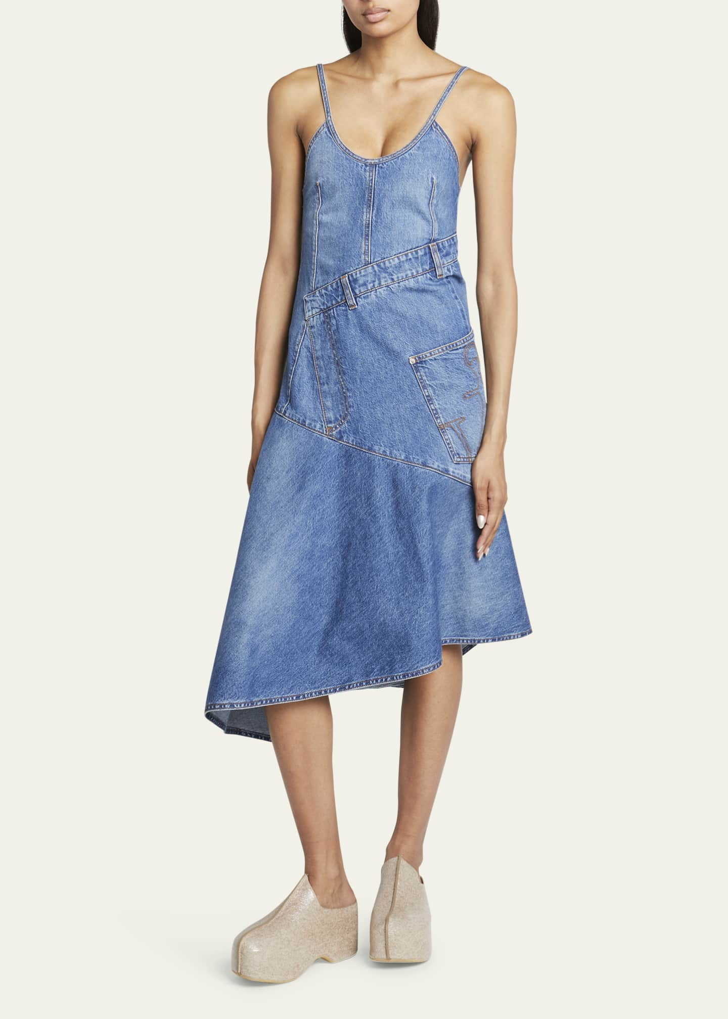 JW Anderson Sleeveless Twisted Denim Midi Dress - Bergdorf Goodman