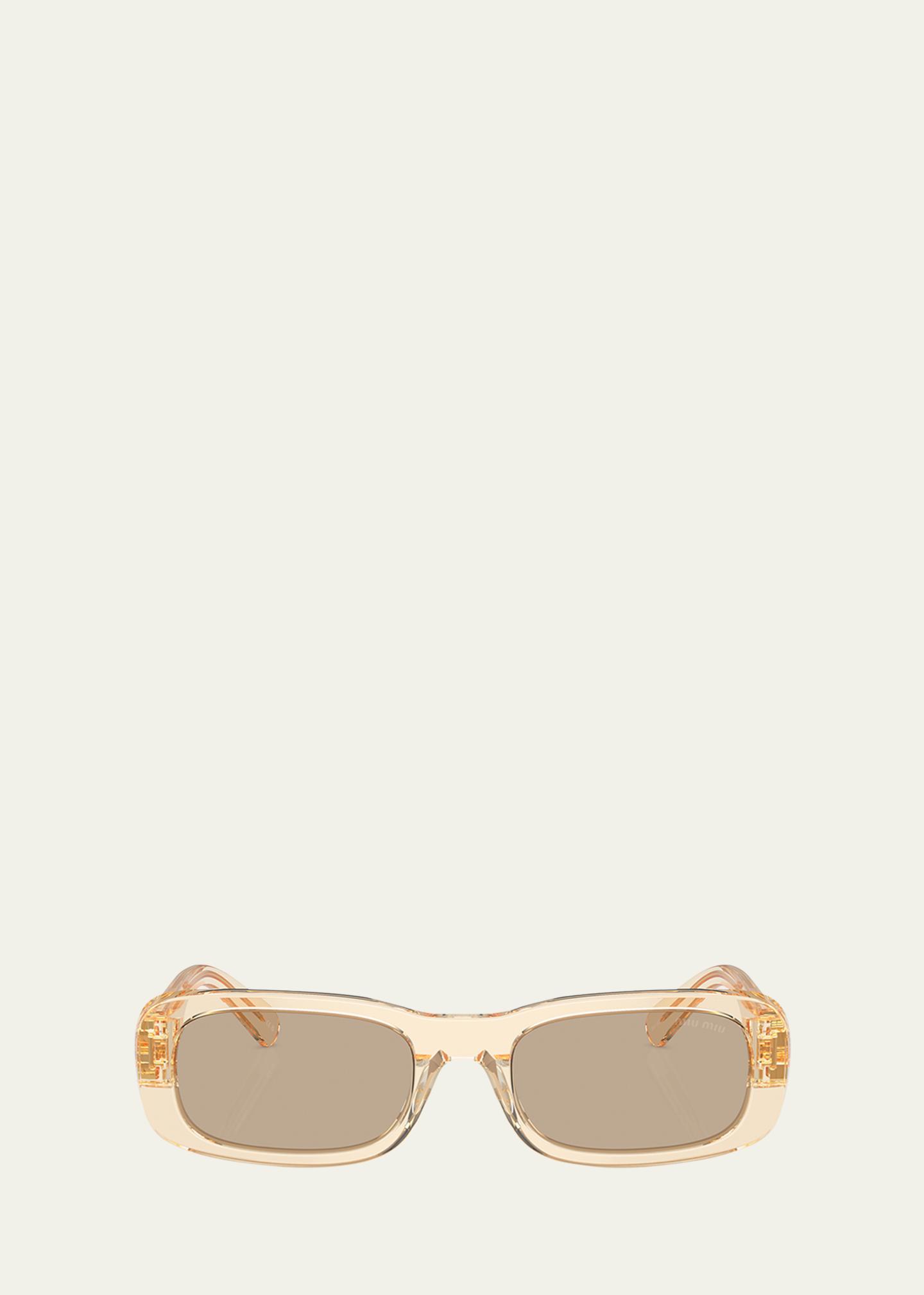 Miu Miu Logo Acetate Rectangular Sunglasses - Bergdorf Goodman