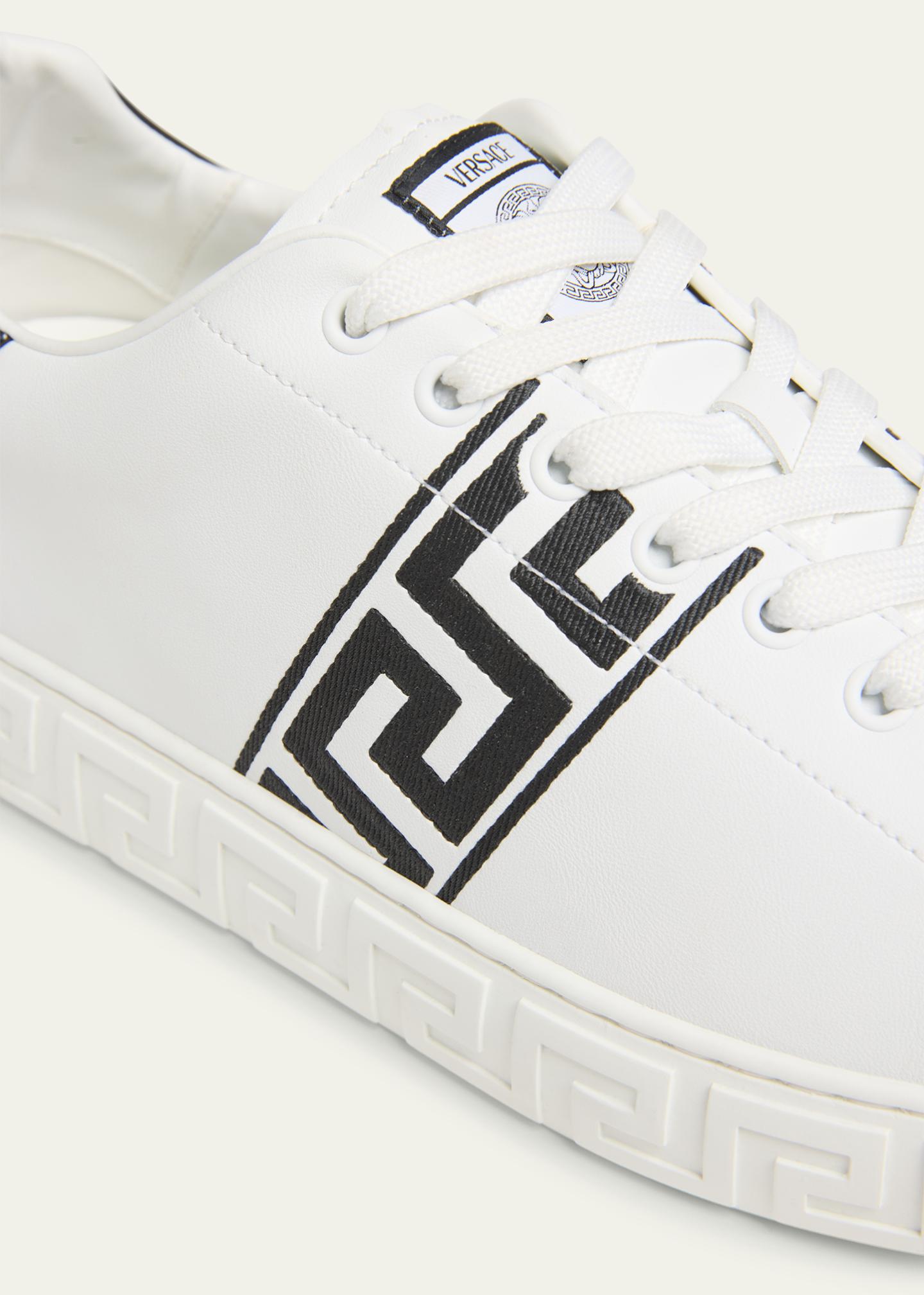 Versace White Leather Athletic Sneakers Versace Shoes Men White WHITE VERSACE LEATHER HIGH TOP  main image 2