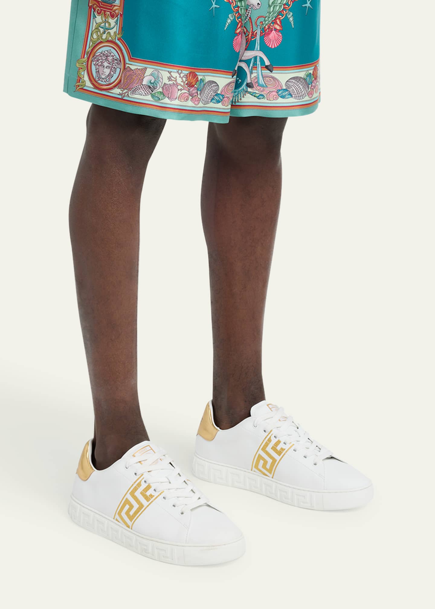Versace Men s Barocco Greca Jacquard Low Top Sneaker White Low top Sneakers 9