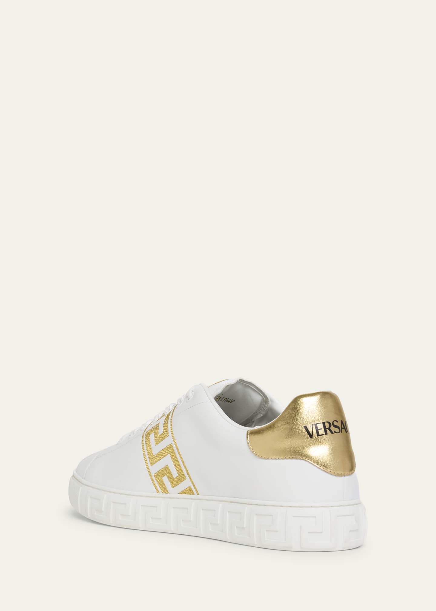 Versace Men's La Greca Leather Low-Top Sneakers Image 4 of 6