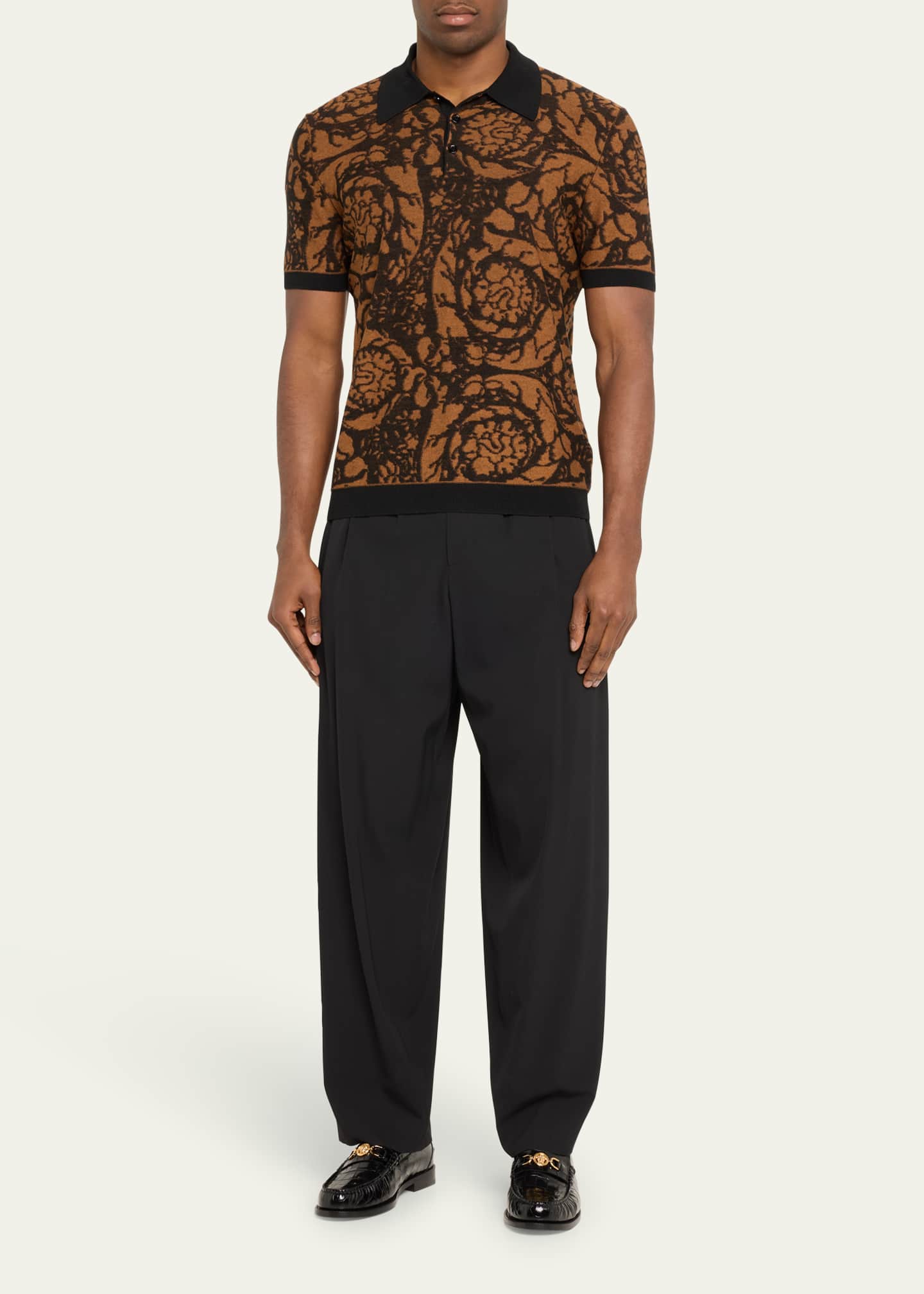 Versace Men's Croc-Effect Medusa Coin Bit Loafers Image 3 of 5