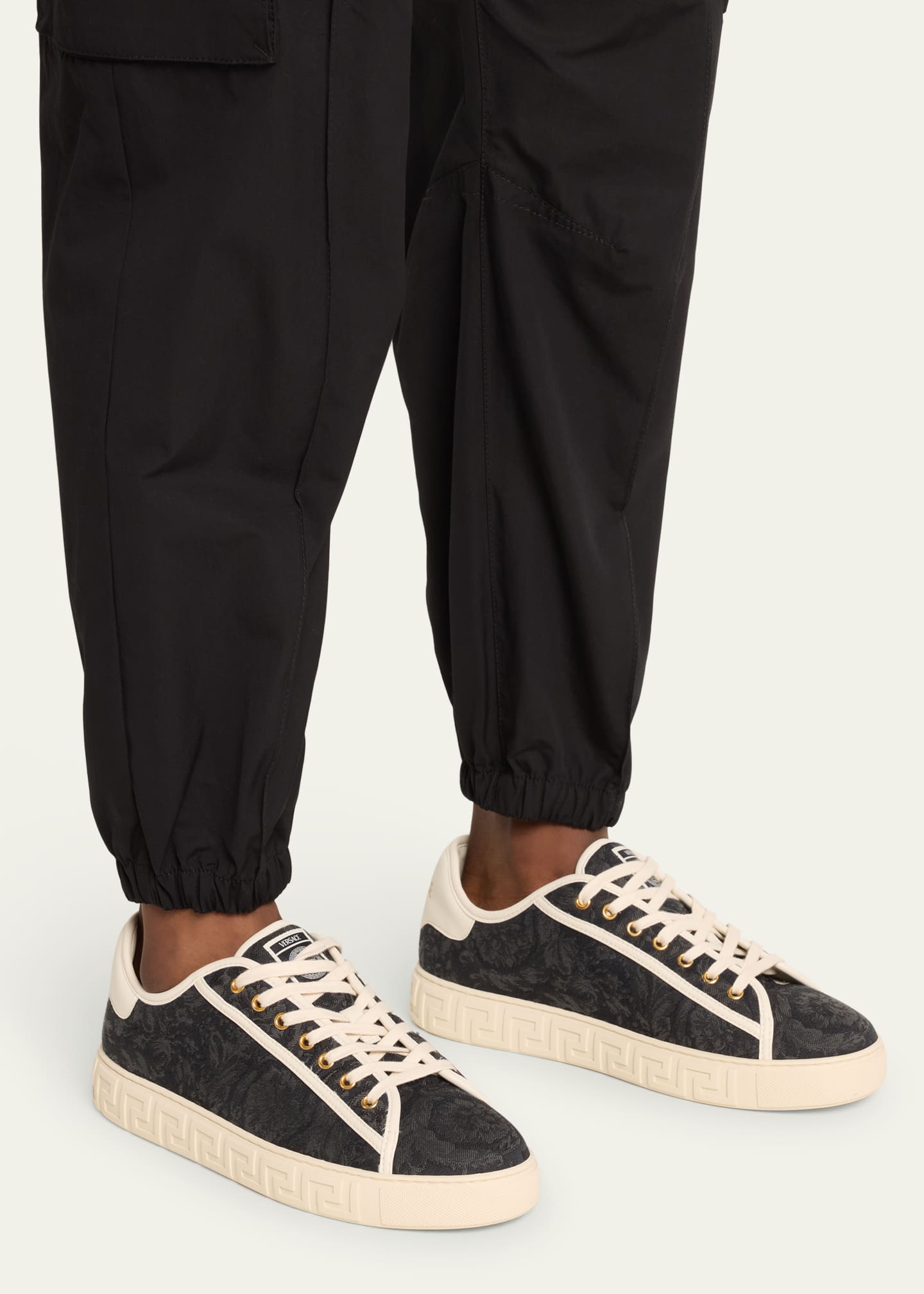 Versace Men's La Greca Baroque Canvas Low-Top Sneakers Image 2 of 5