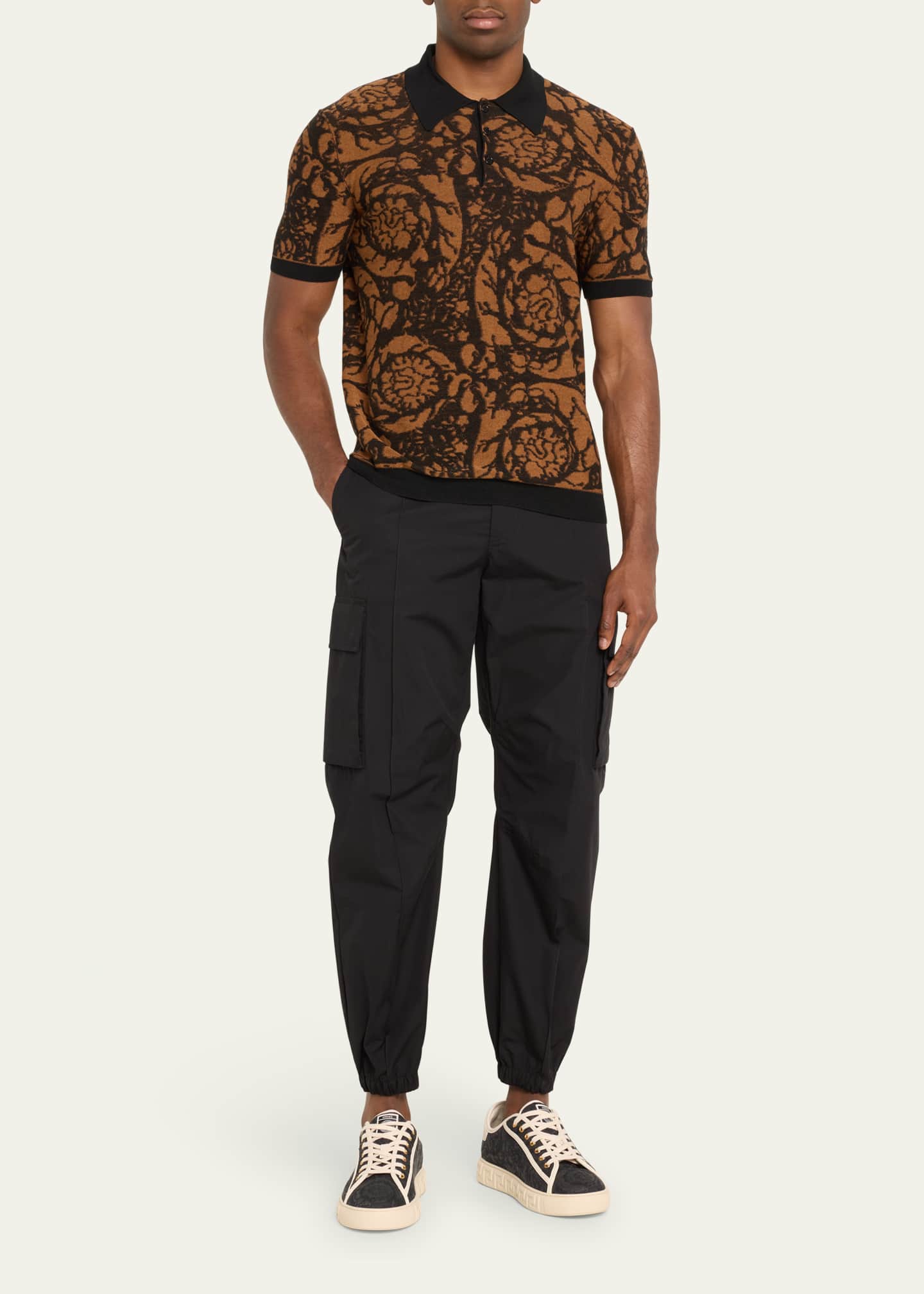 Versace Men's La Greca Baroque Canvas Low-Top Sneakers Image 3 of 5