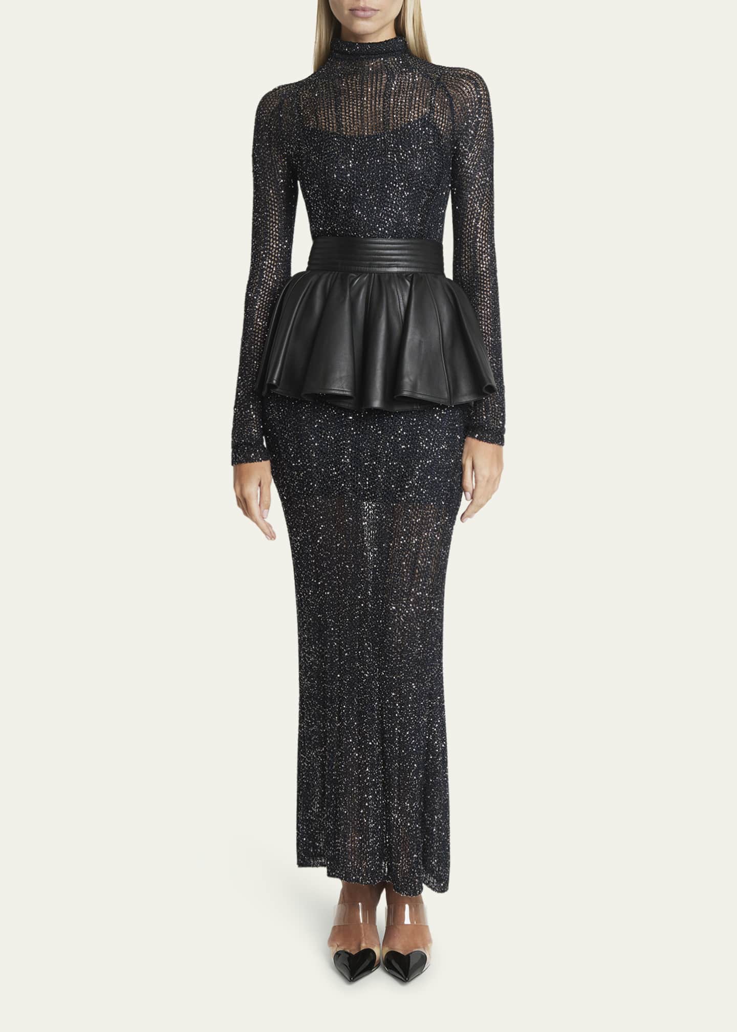 ALAIA Flared Leather Belt Skirt Image 2 of 5