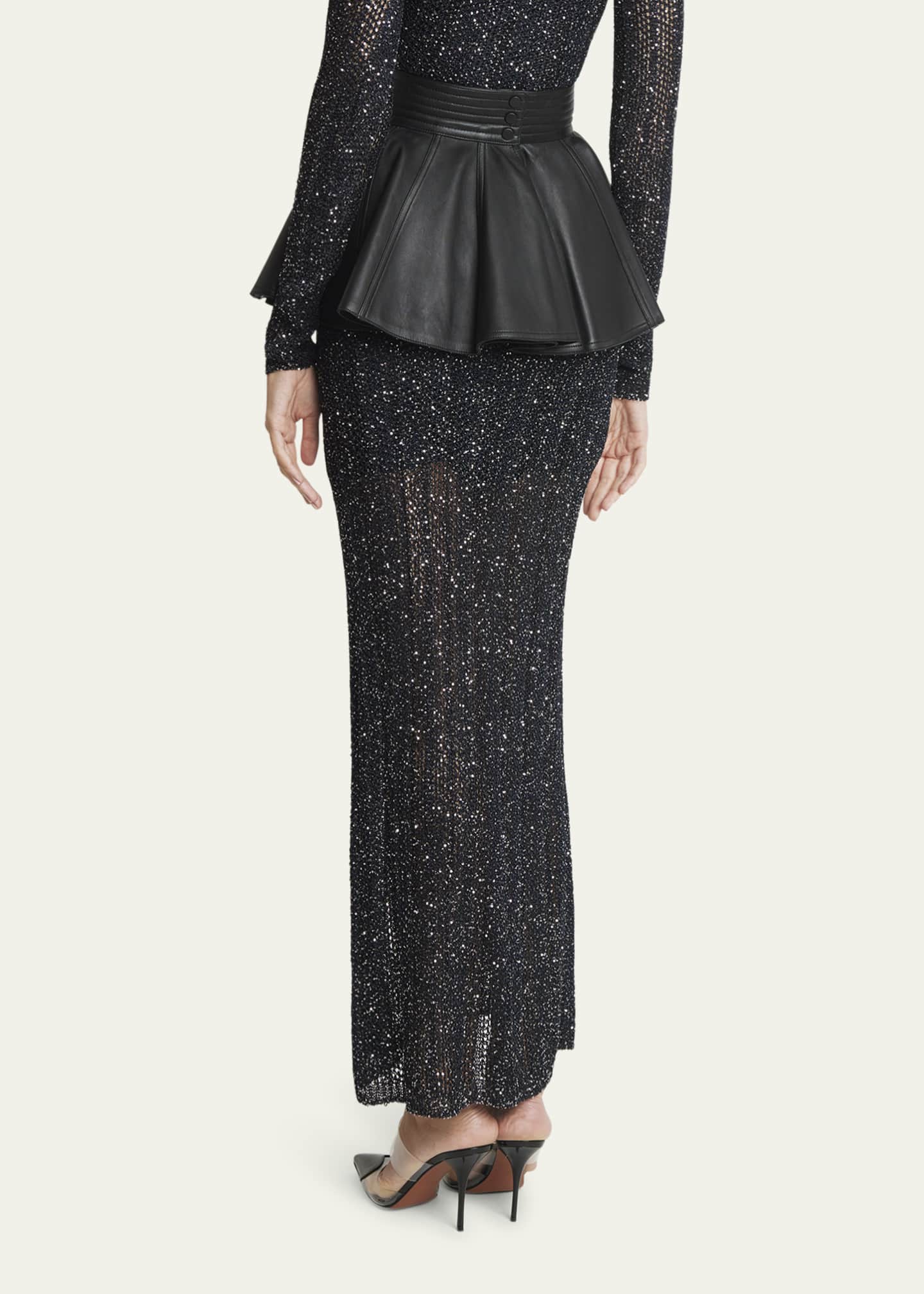 ALAIA Flared Leather Belt Skirt Image 3 of 5