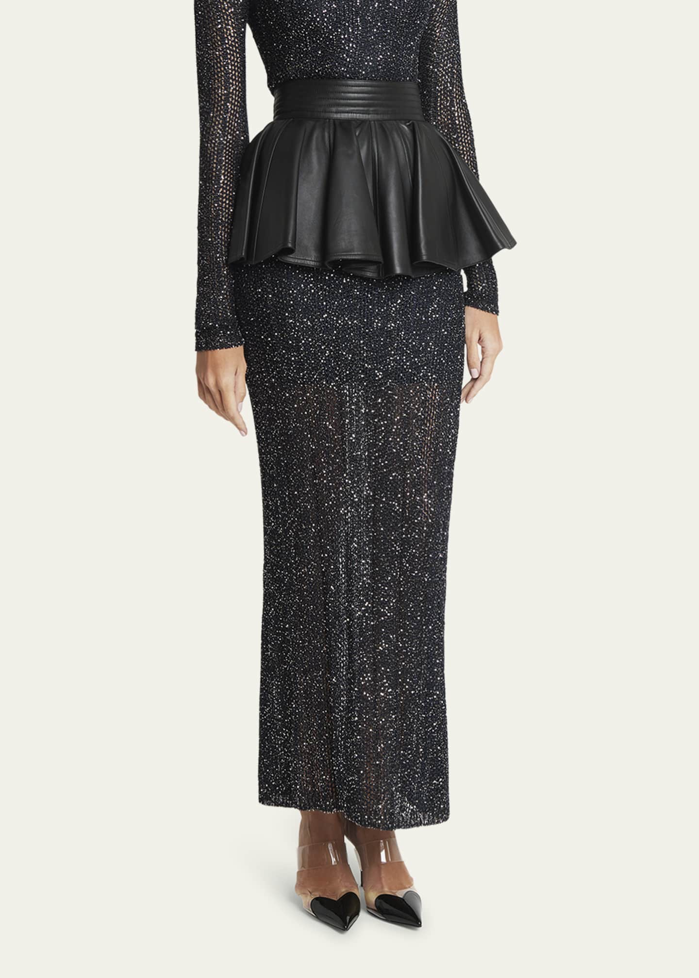 ALAIA Flared Leather Belt Skirt Image 4 of 5