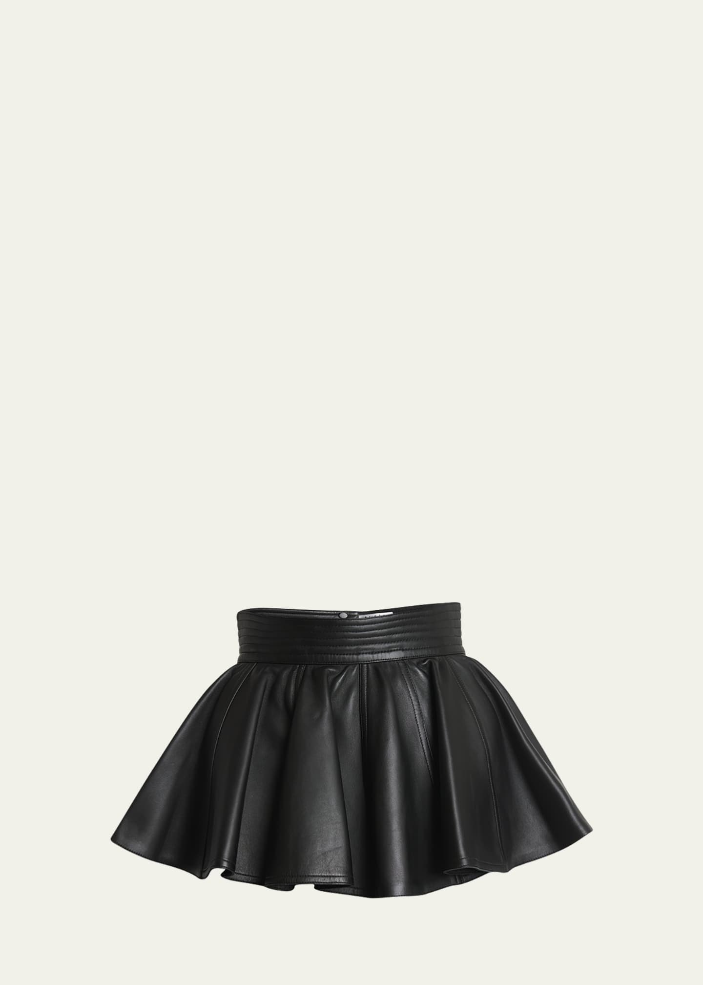 ALAIA Flared Leather Belt Skirt Image 1 of 5