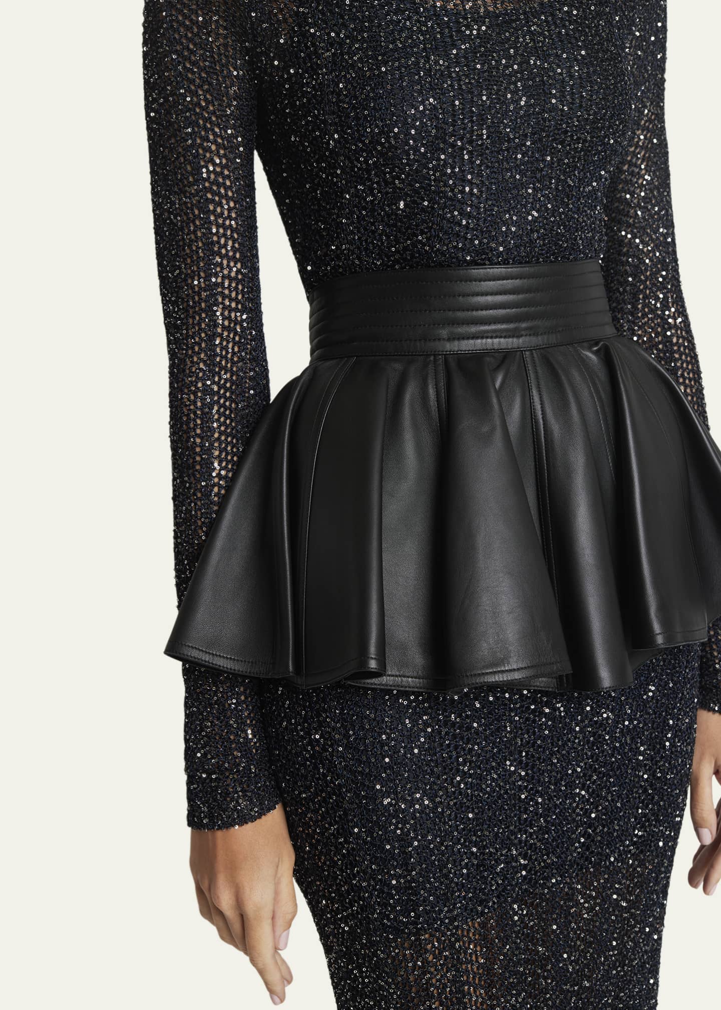 ALAIA Flared Leather Belt Skirt Image 5 of 5