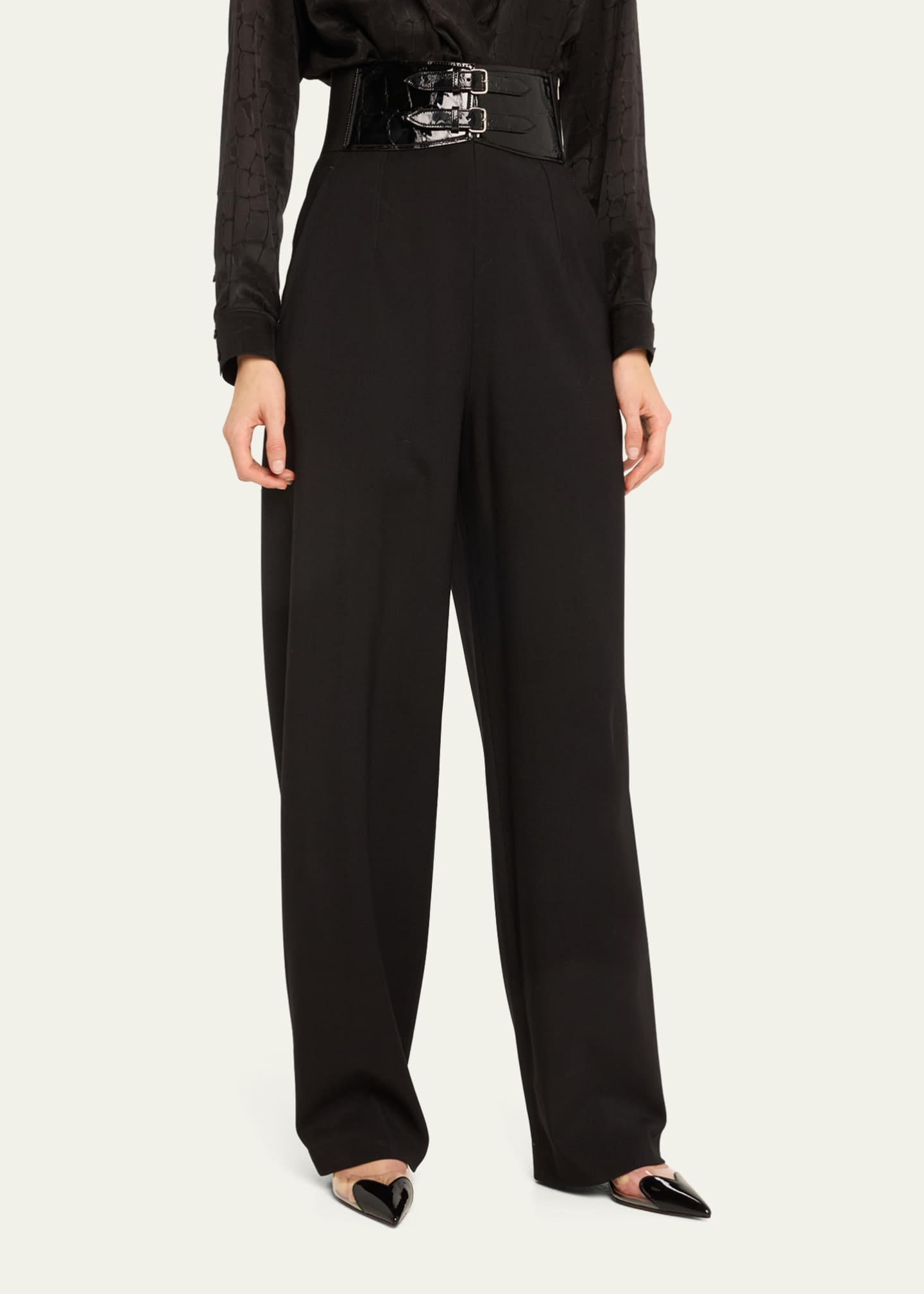 ALAIA High-Rise Belted Trousers - Bergdorf Goodman