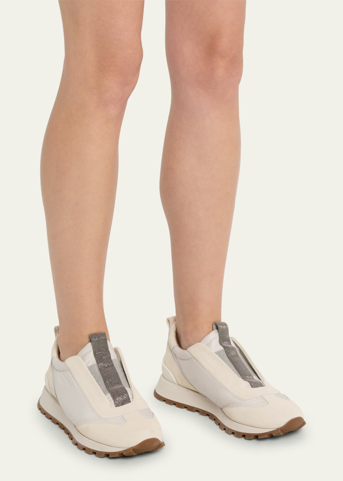Brunello Cucinelli Monili Laceless Suede Sneakers Image 2 of 5
