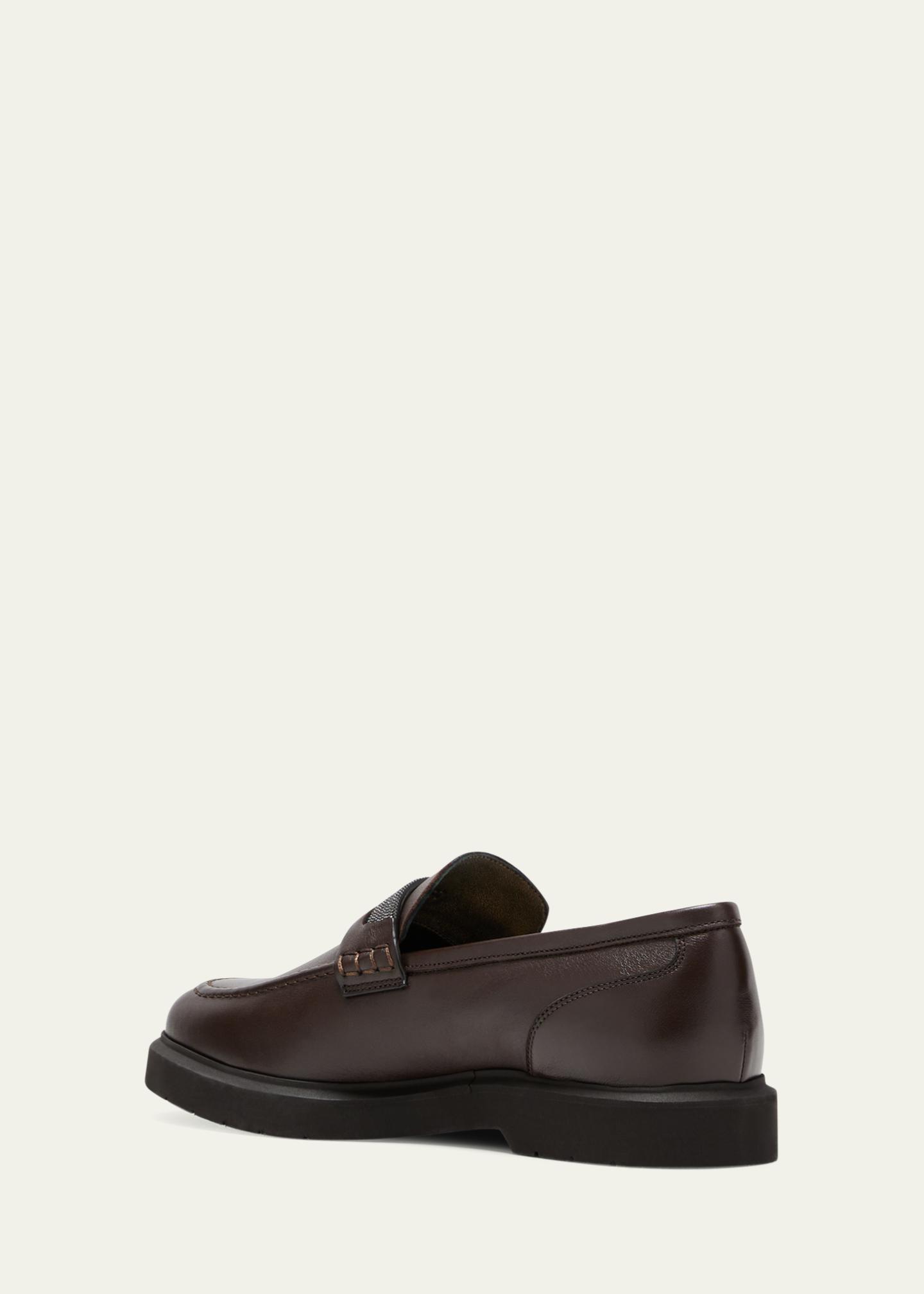 Brunello Cucinelli Leather Monili Penny Loafers - Bergdorf Goodman