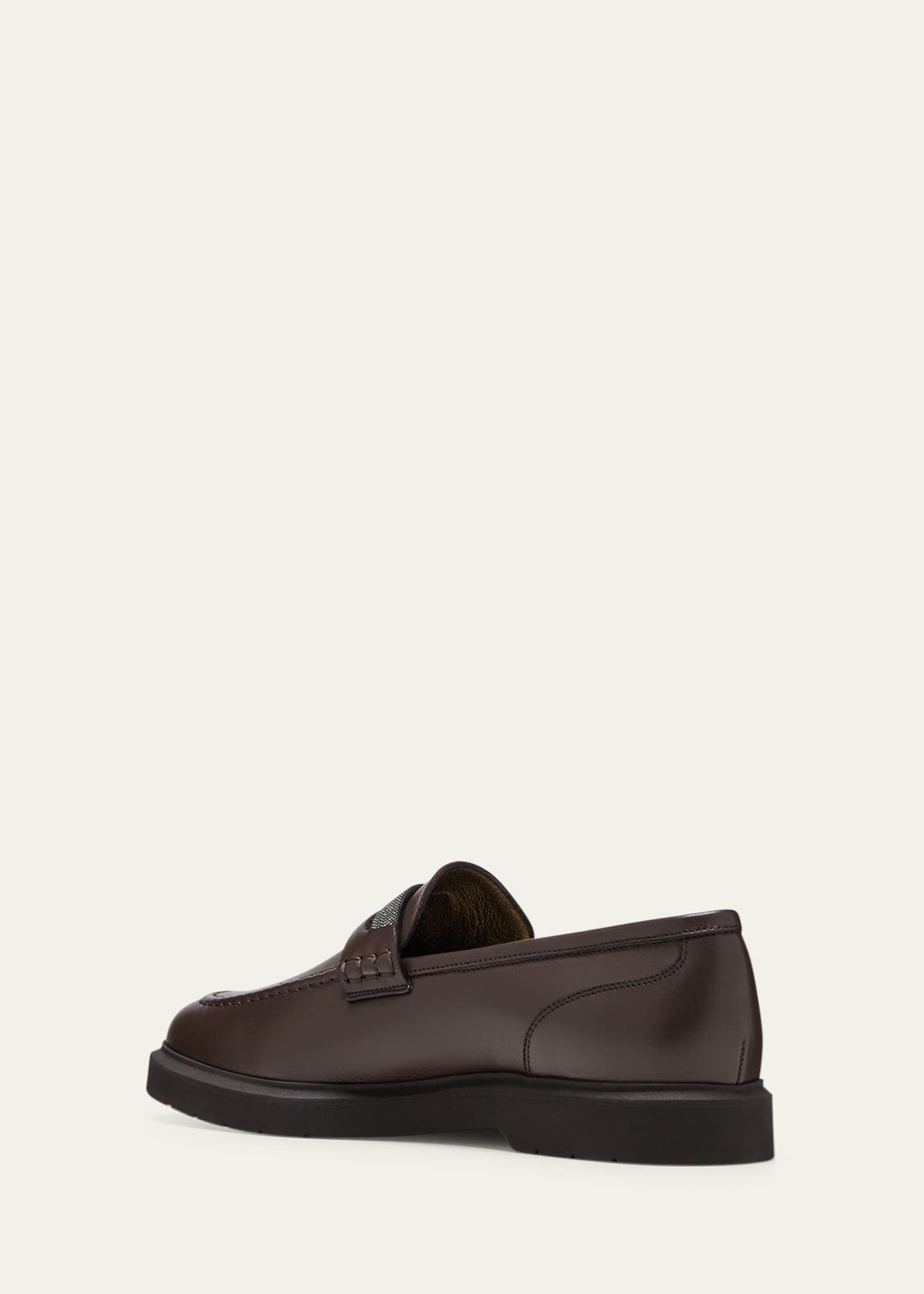 Brunello Cucinelli Leather Monili Penny Loafers Image 4 of 5