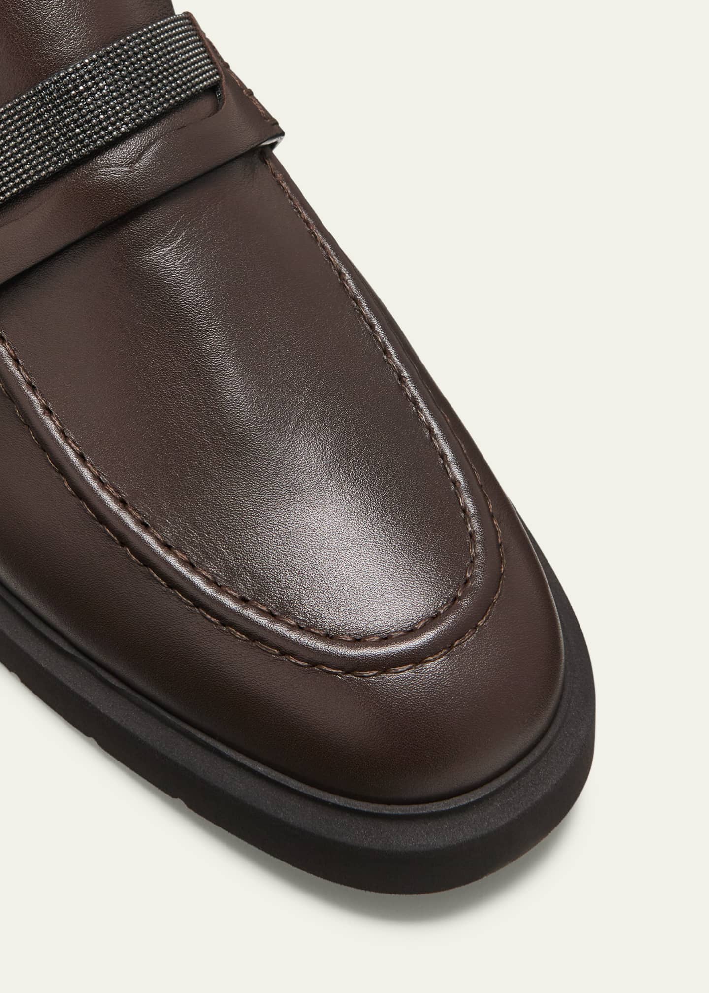 Brunello Cucinelli Leather Monili Penny Loafers Image 5 of 5