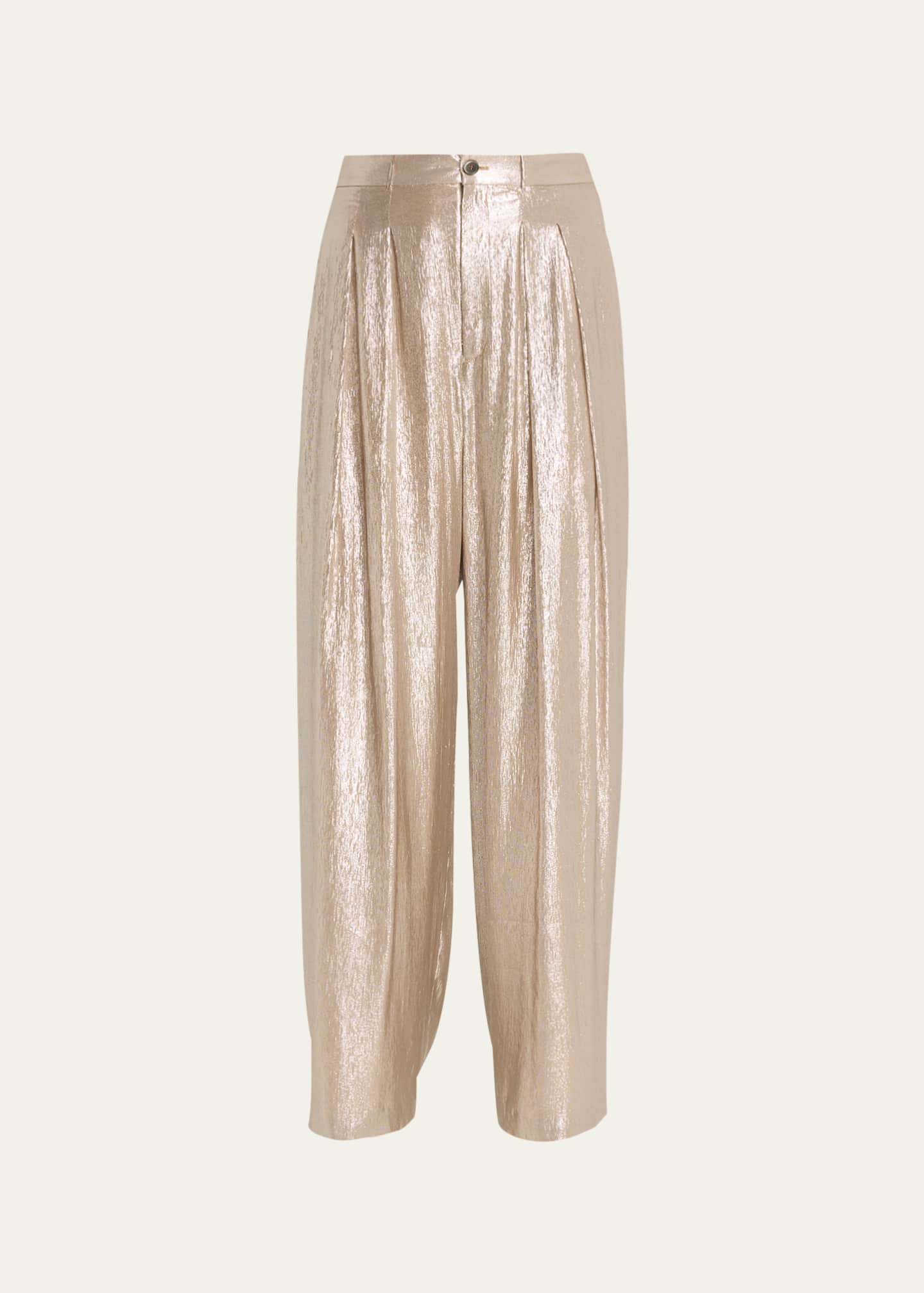 Metallic pleated pants discount