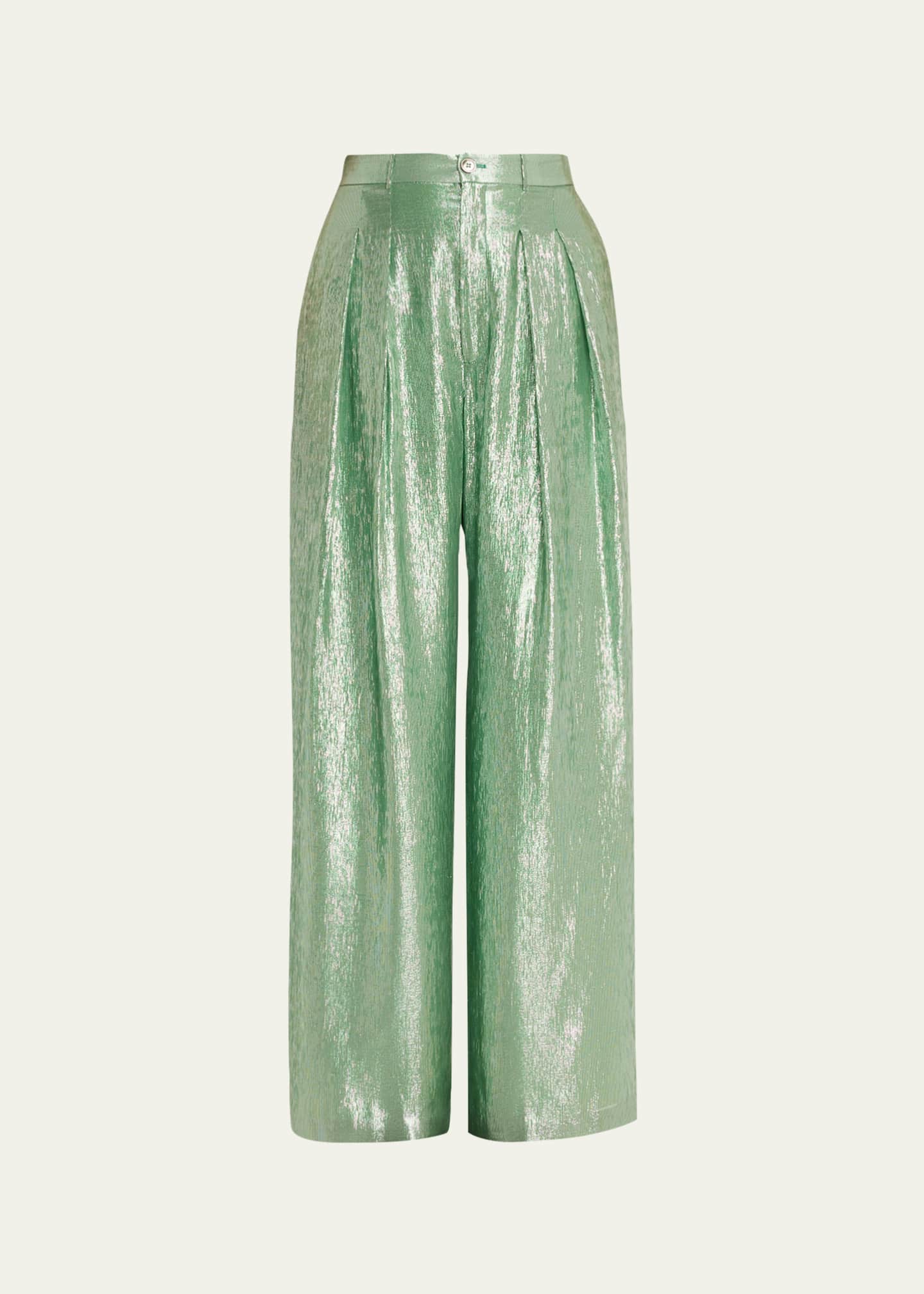 Metallic hot sale pleated pants