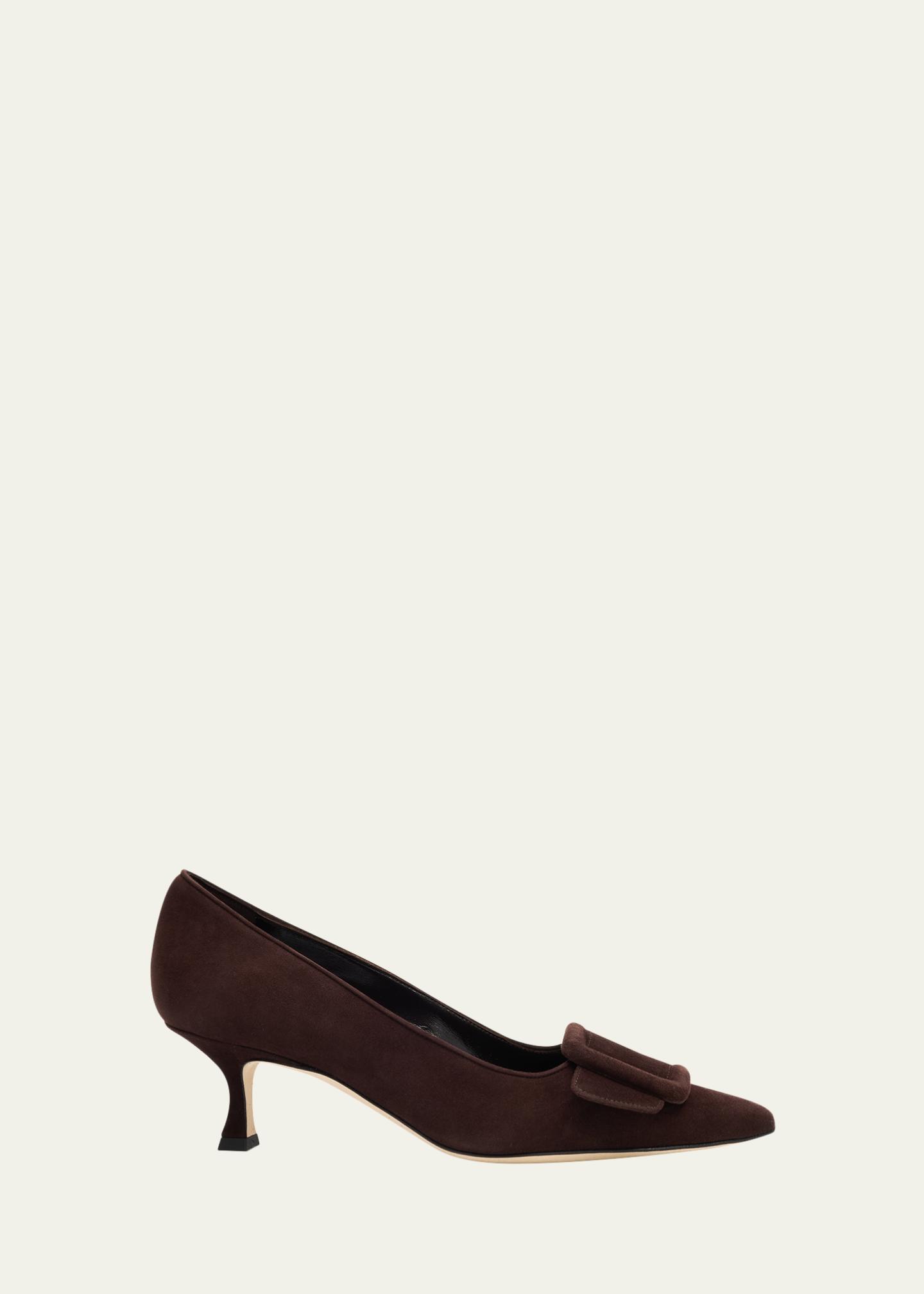 Manolo Blahnik Maysale Suede Buckle Pumps - Bergdorf Goodman