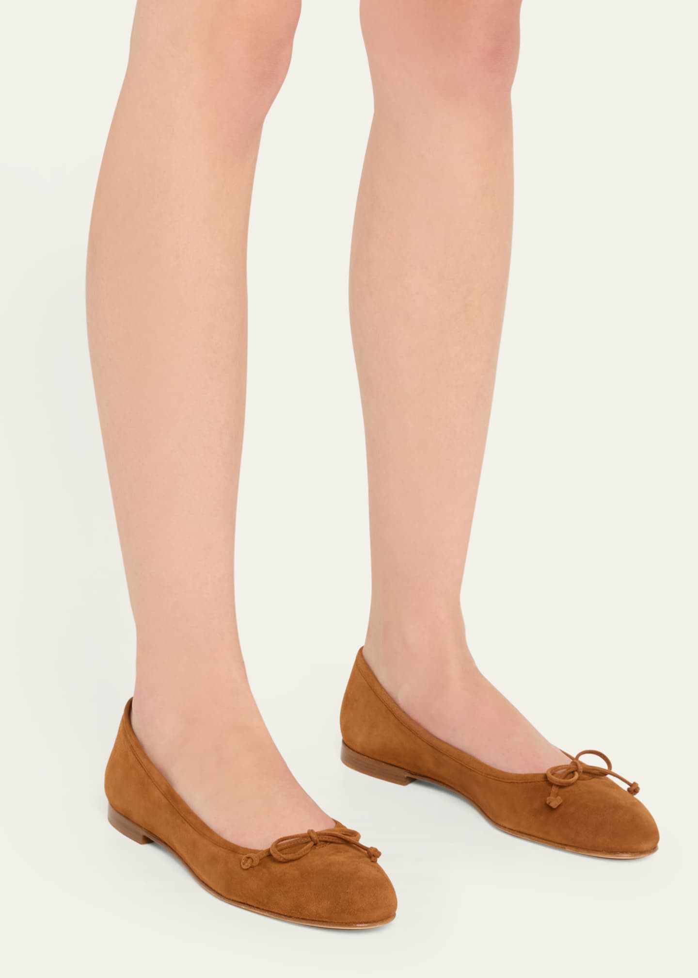 Manolo Blahnik Veralli Suede Bow Ballerina Flats Image 2 of 5