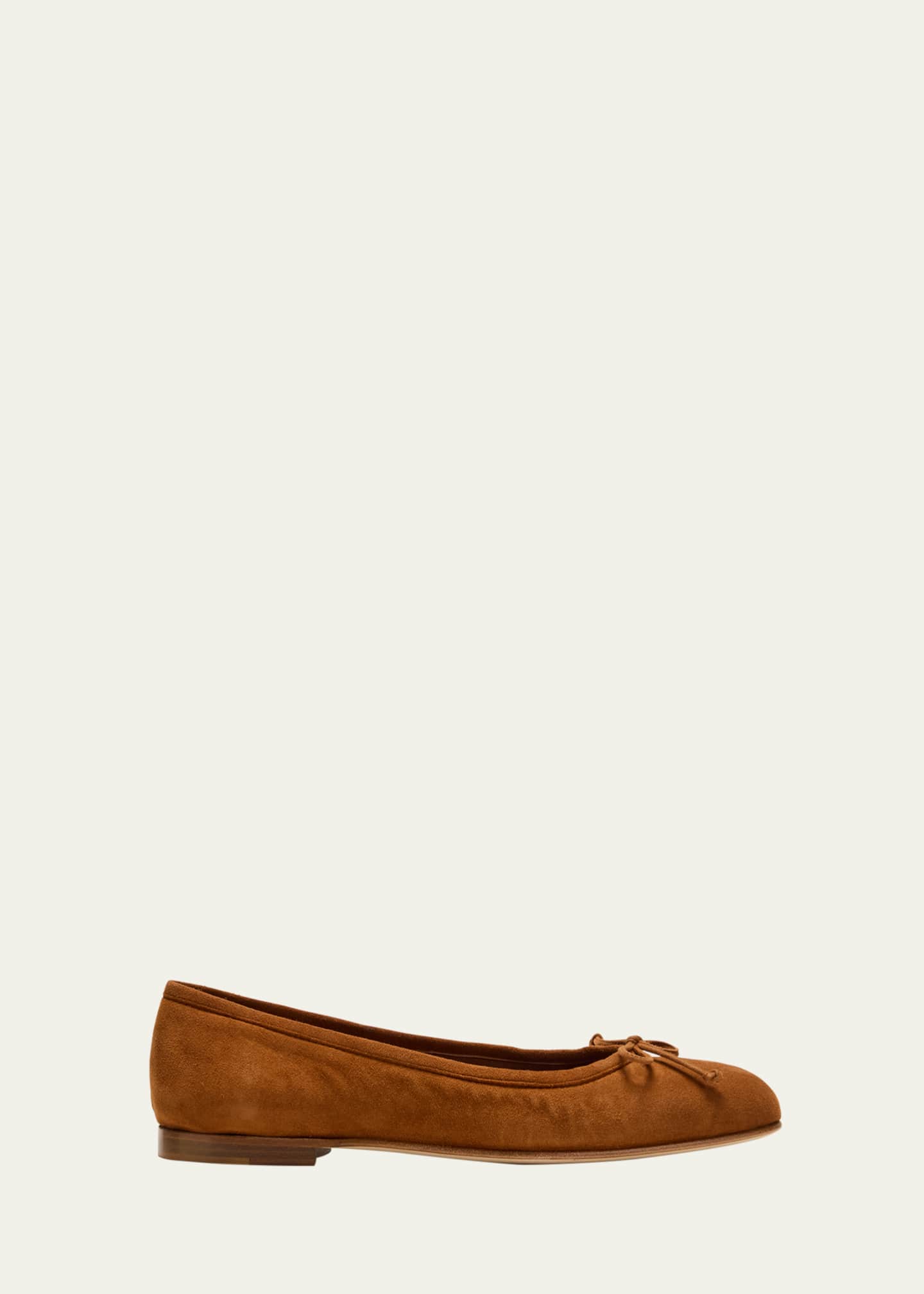 Manolo Blahnik Veralli Suede Bow Ballerina Flats Image 1 of 5