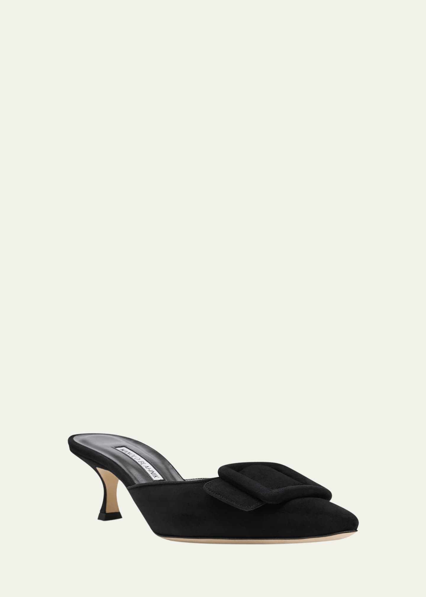 Manolo Blahnik Maysale Suede Buckle Mules Image 3 of 5