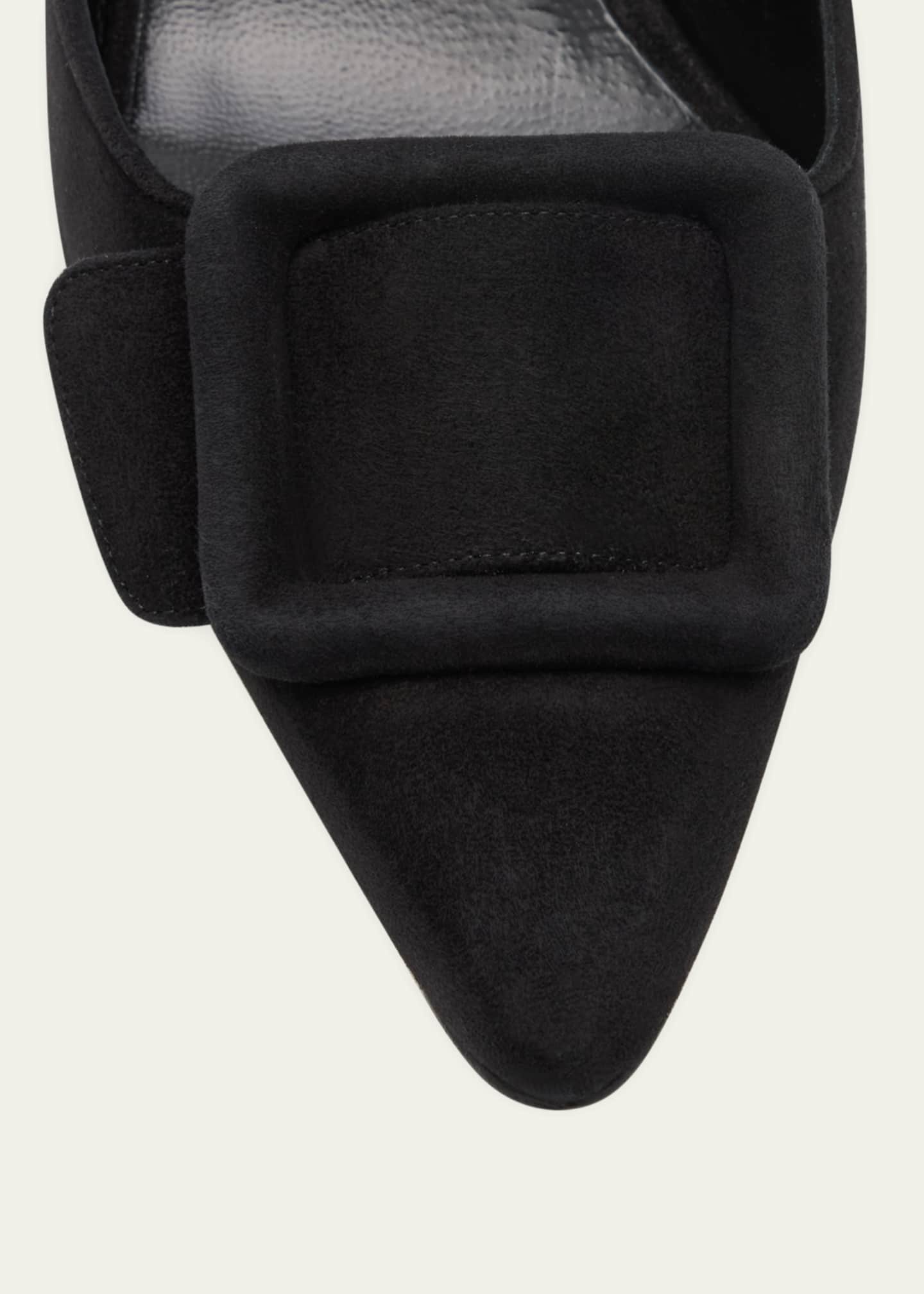 Manolo Blahnik Maysale Suede Buckle Mules Image 5 of 5