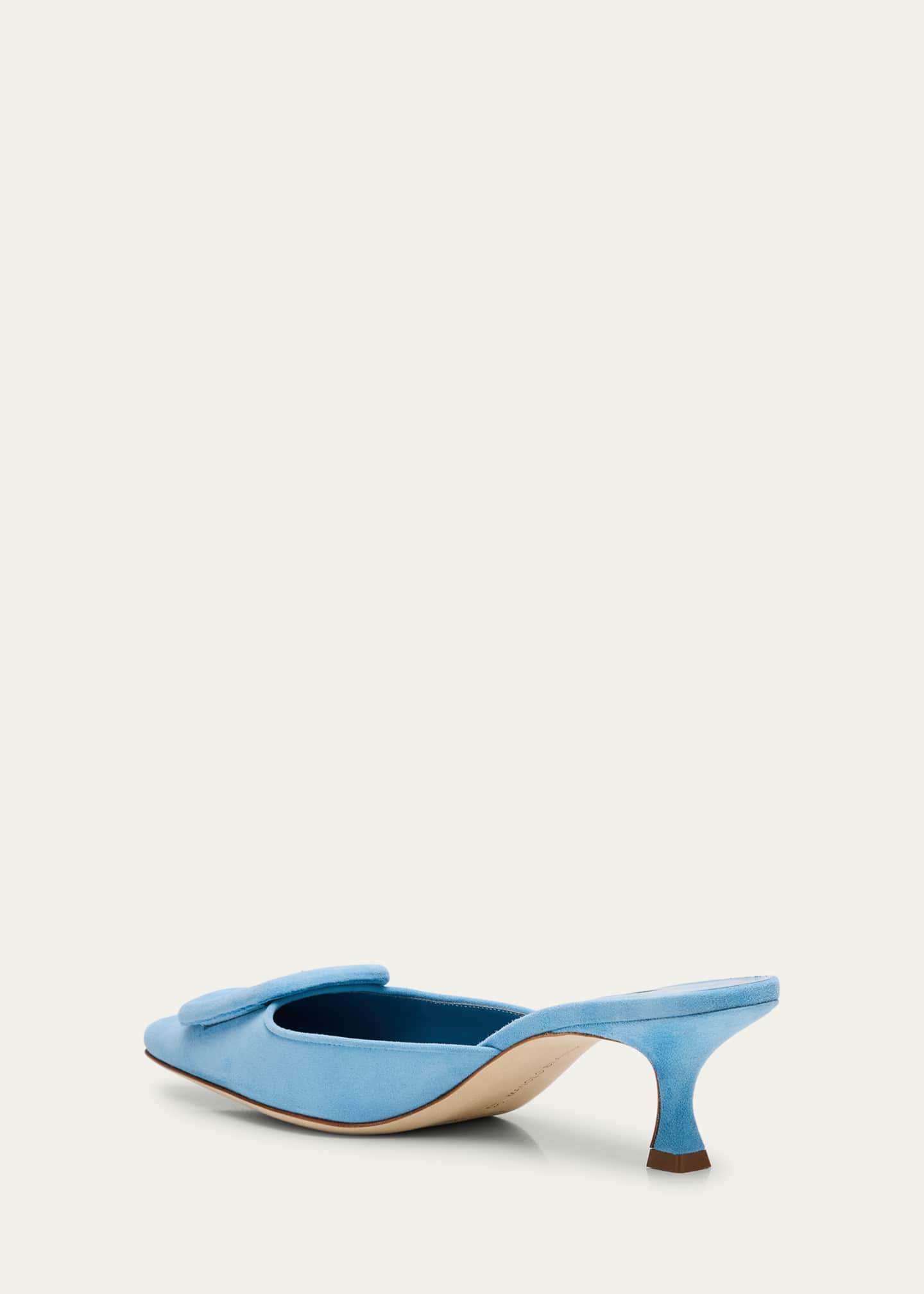 Manolo Blahnik Maysale Suede Buckle Mules Image 4 of 6