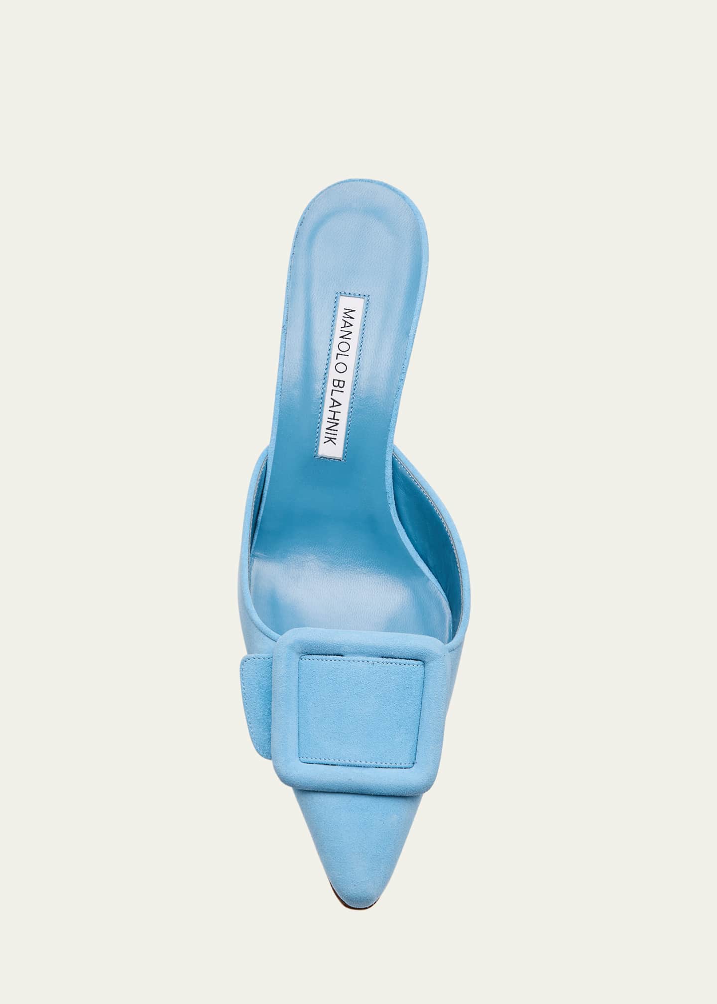 Manolo Blahnik Maysale Suede Buckle Mules Image 6 of 6