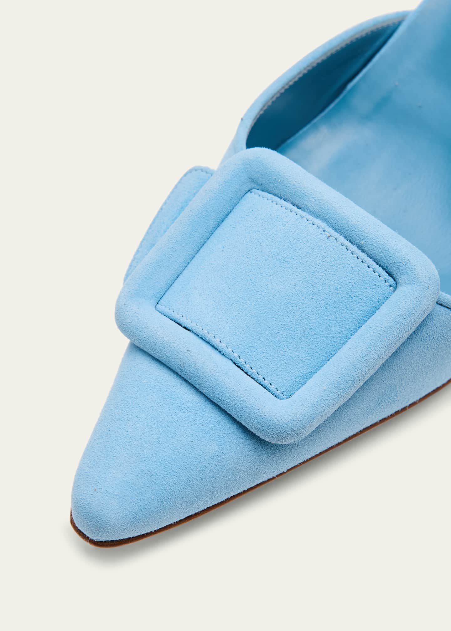 Manolo Blahnik Maysale Suede Buckle Mules Image 5 of 6