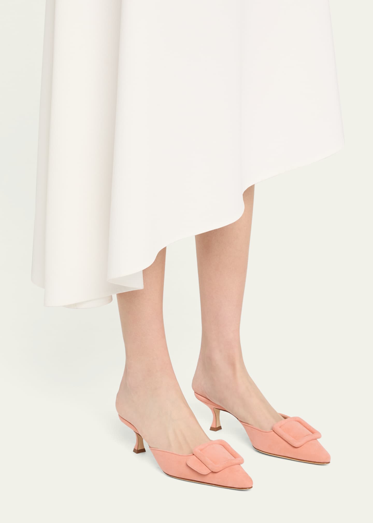 Manolo Blahnik Maysale Suede Buckle Mules Image 2 of 5