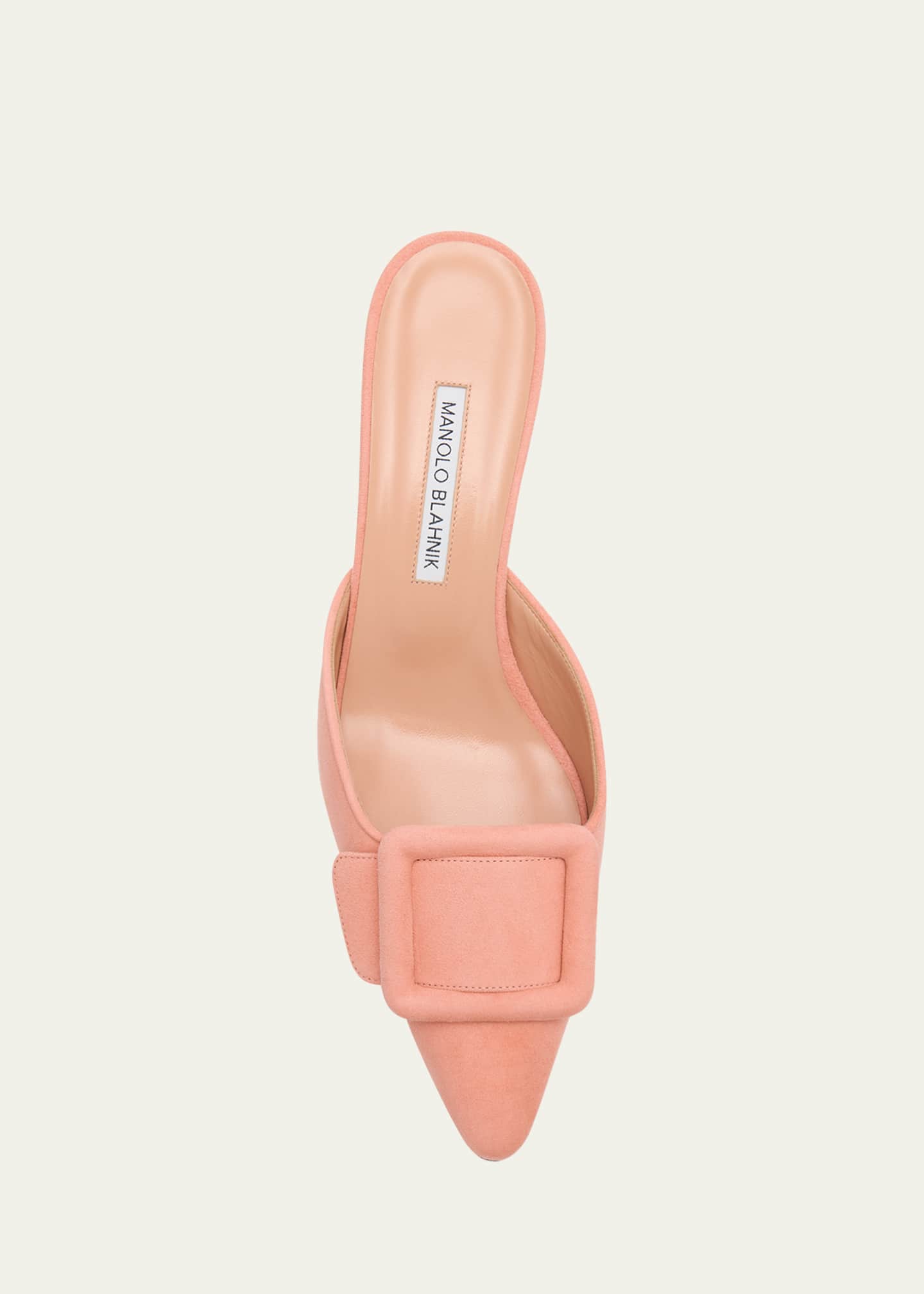 Manolo Blahnik Maysale Suede Buckle Mules Image 5 of 5