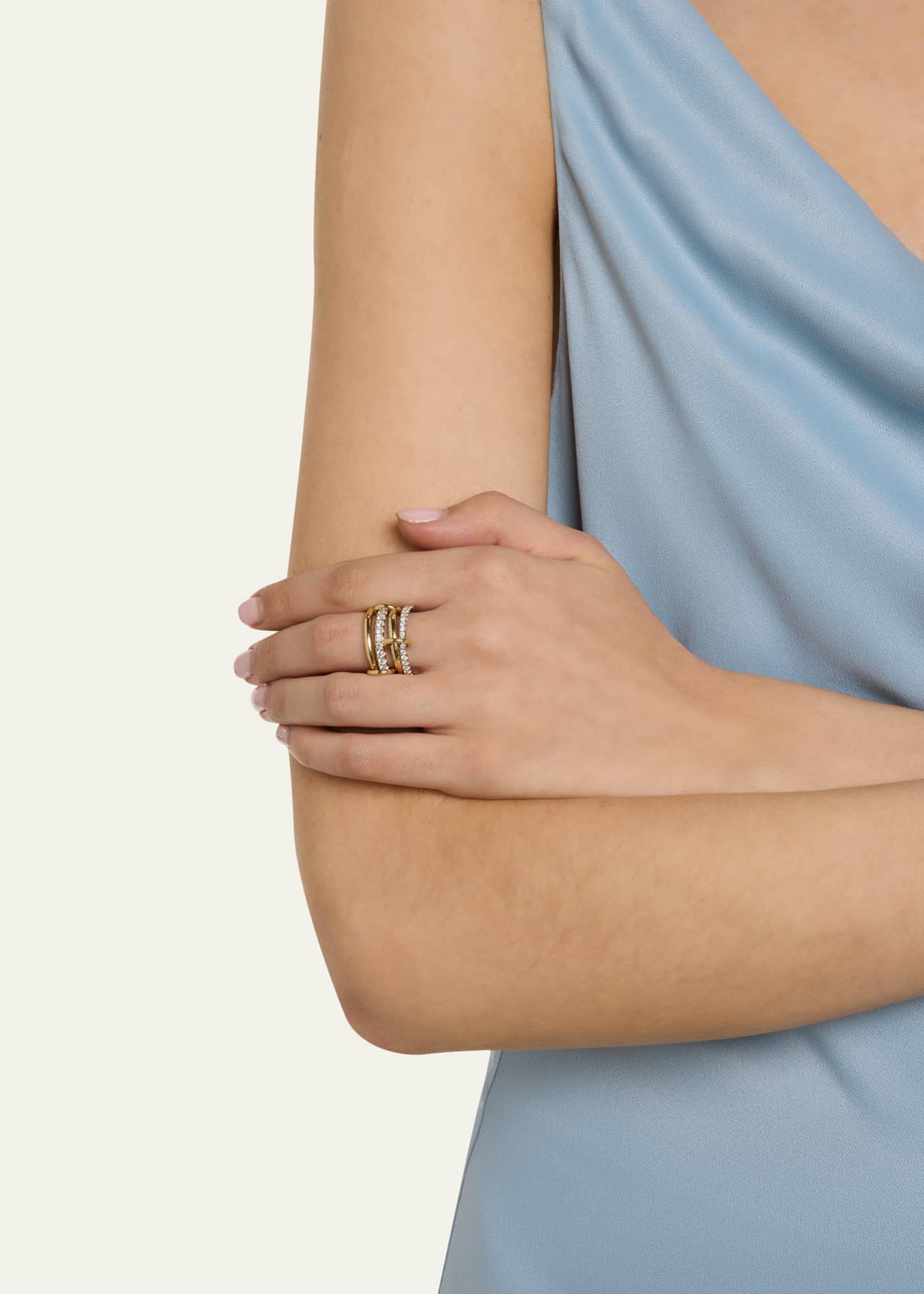 Spinelli Kilcollin 18K Mixed-Gold Halley 4-Link Ring with Pave