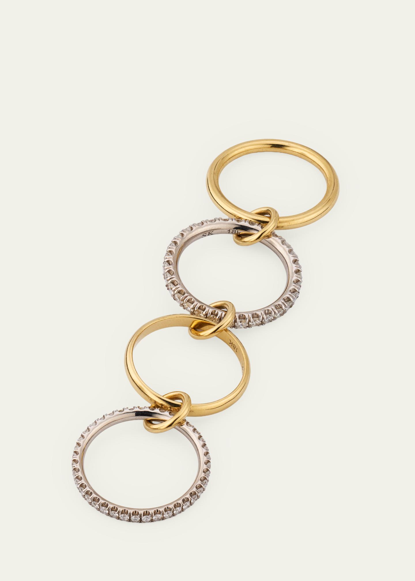 Spinelli Kilcollin 18K Mixed-Gold Halley 4-Link Ring with Pave