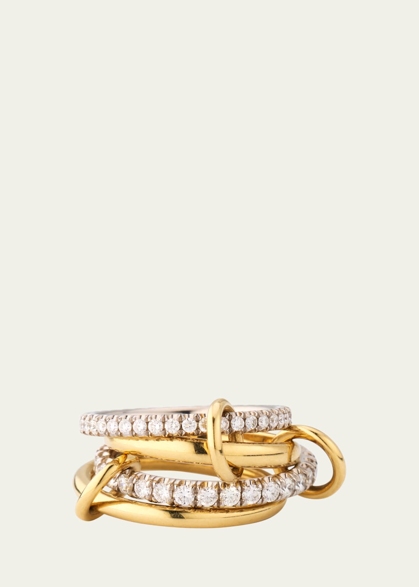 Spinelli Kilcollin 18K Mixed-Gold Halley 4-Link Ring with Pave