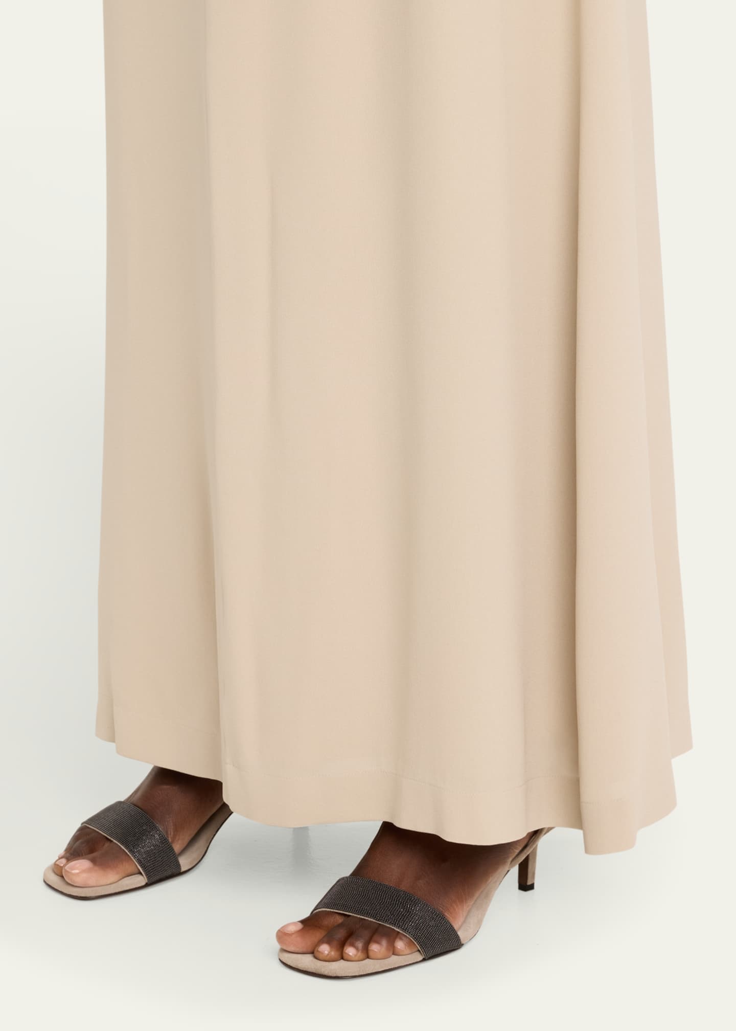Brunello Cucinelli Monili Strap Suede Kitten-Heel Sandals Image 2 of 5